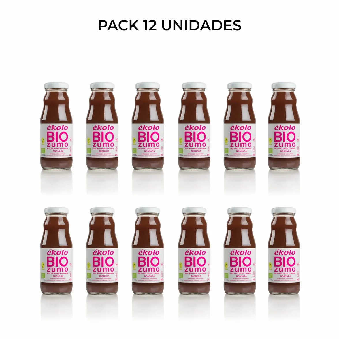 EKOLO Zumo de Granada Ecológico 100% Exprimido 200ml 2400ml 12 Unidades