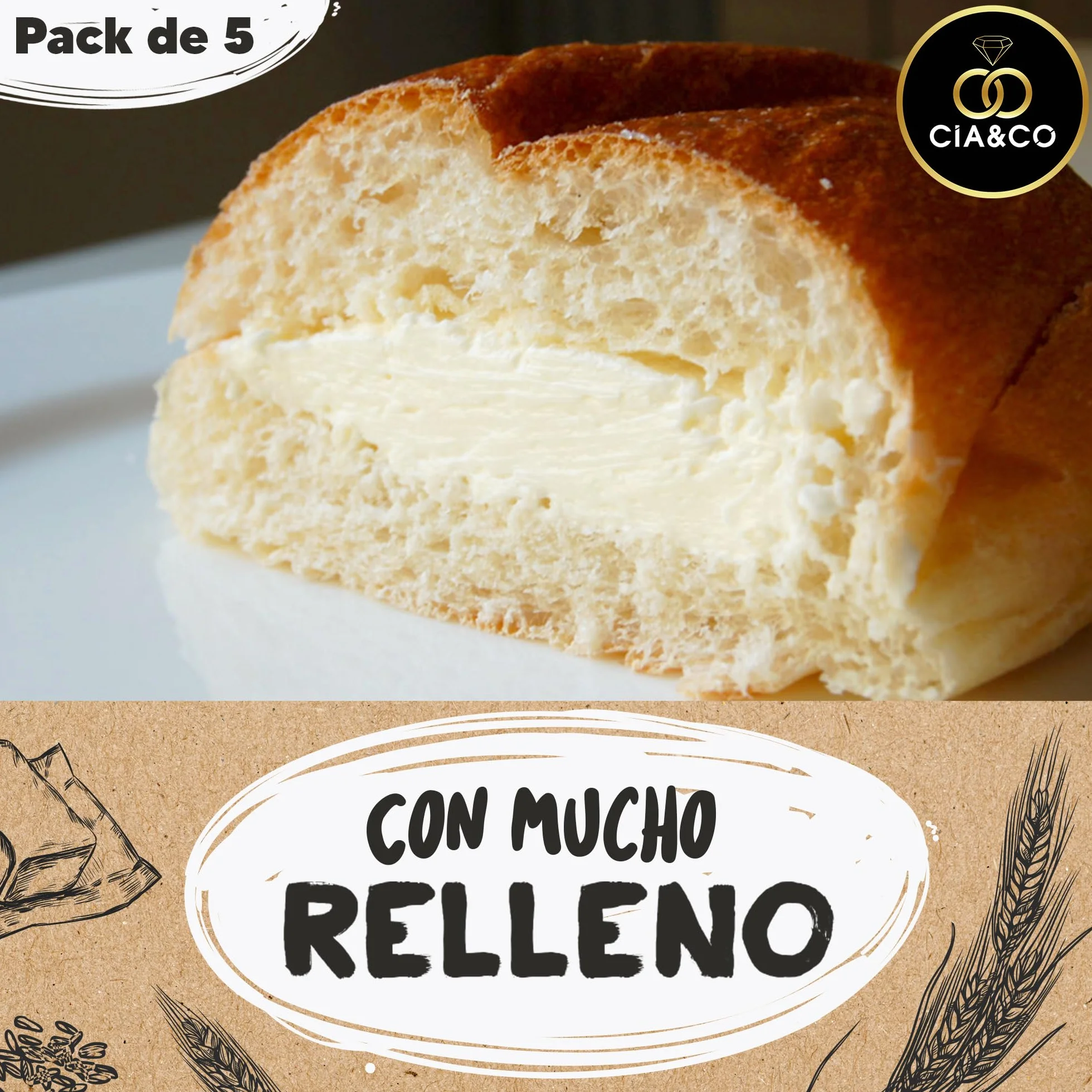 5 Bollos de Mantequilla Artesanos Cia&Co · Receta tradicional y típica Vasca con mucha mantequilla en el interior · Envasado Individualmente para mayor duración.