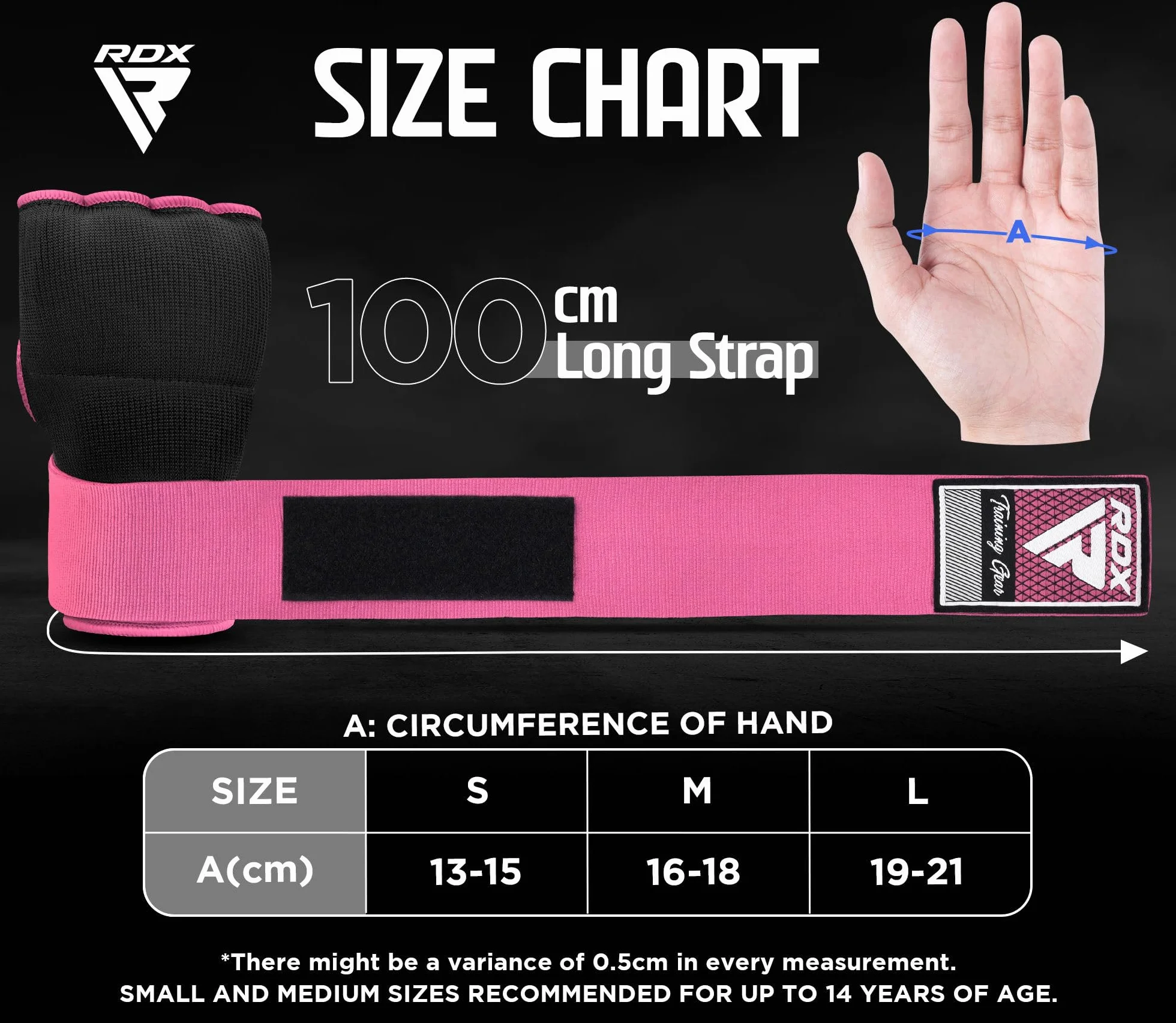 RDX Gel Vendas Boxeo Guantes Interiores, 75cm Elástico Correa de Muñeca, Vendaje Protector Wraps para Muay Thai MMA Kick Boxing
