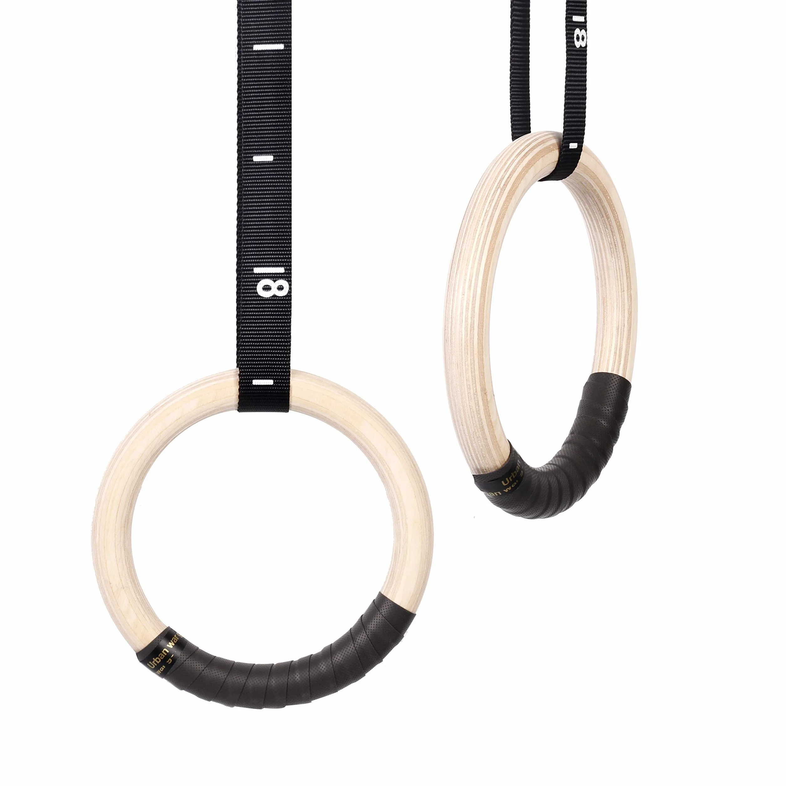 CCLIFE Anillos de Gimnasia de Madera con Correas Hebillas Ajustable, 28mm, Carga 450KG