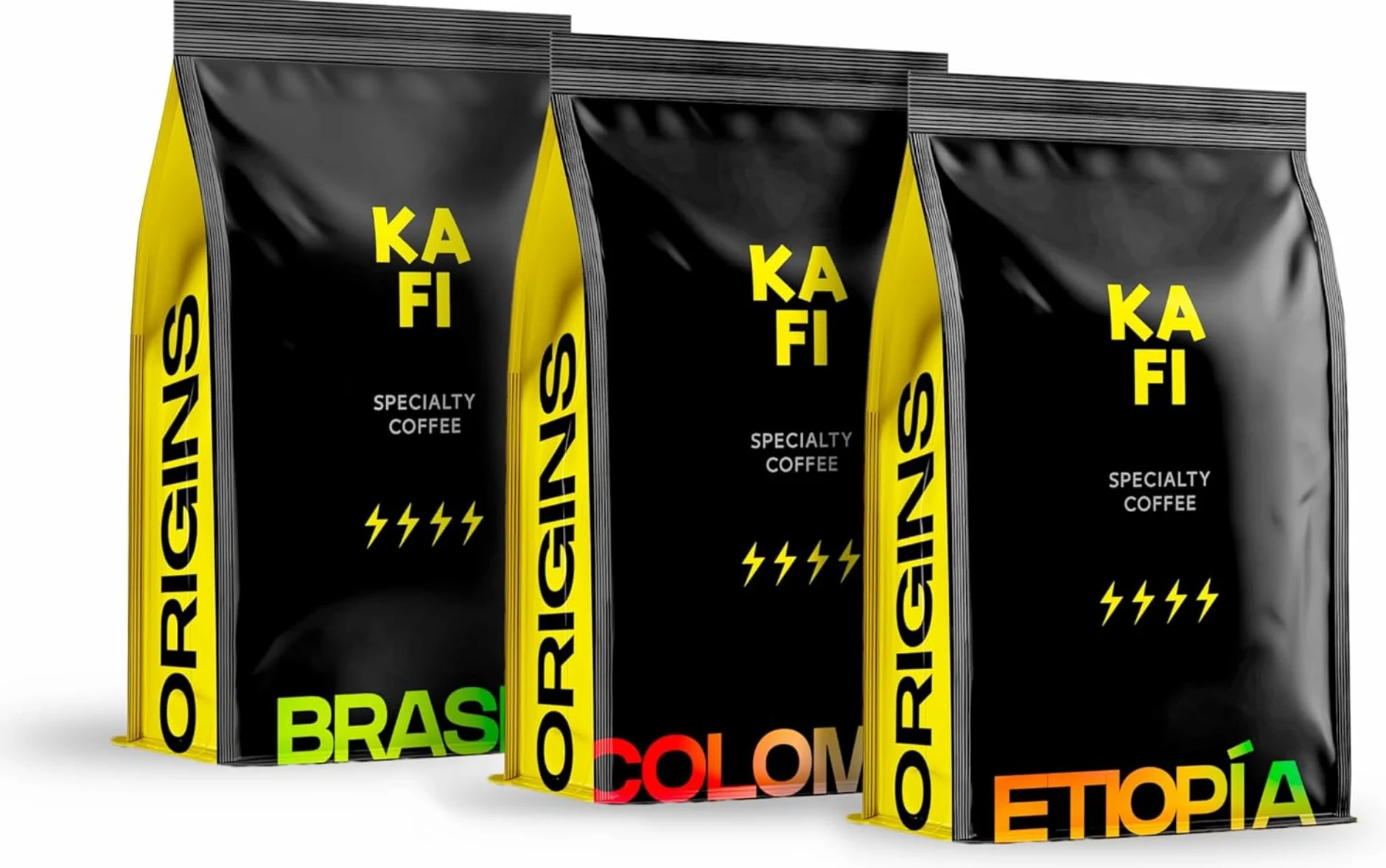 KAFI Café en Grano de Especialidad Pack Top Ventas (Brasil, Colombia, Etiopía 1,5kg (3x500g) - 100% Arábica Natural - Notas de Chocolate, Nuez y Frutas - Ideal Cafetera Superautomática y Molinillo