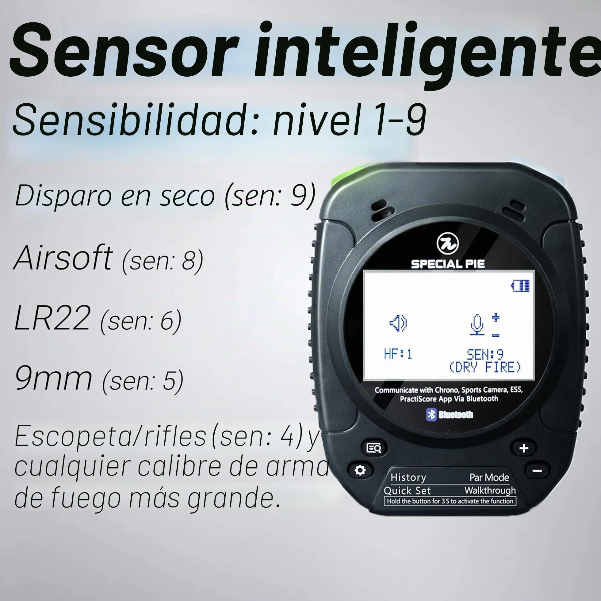 Shot Timer de Tiro – Shooting Timer para Entrenamiento y Competición, Compatible con USPSA, IPSC, IDPA, Steel Challenge, PRS & CAS (Negro)