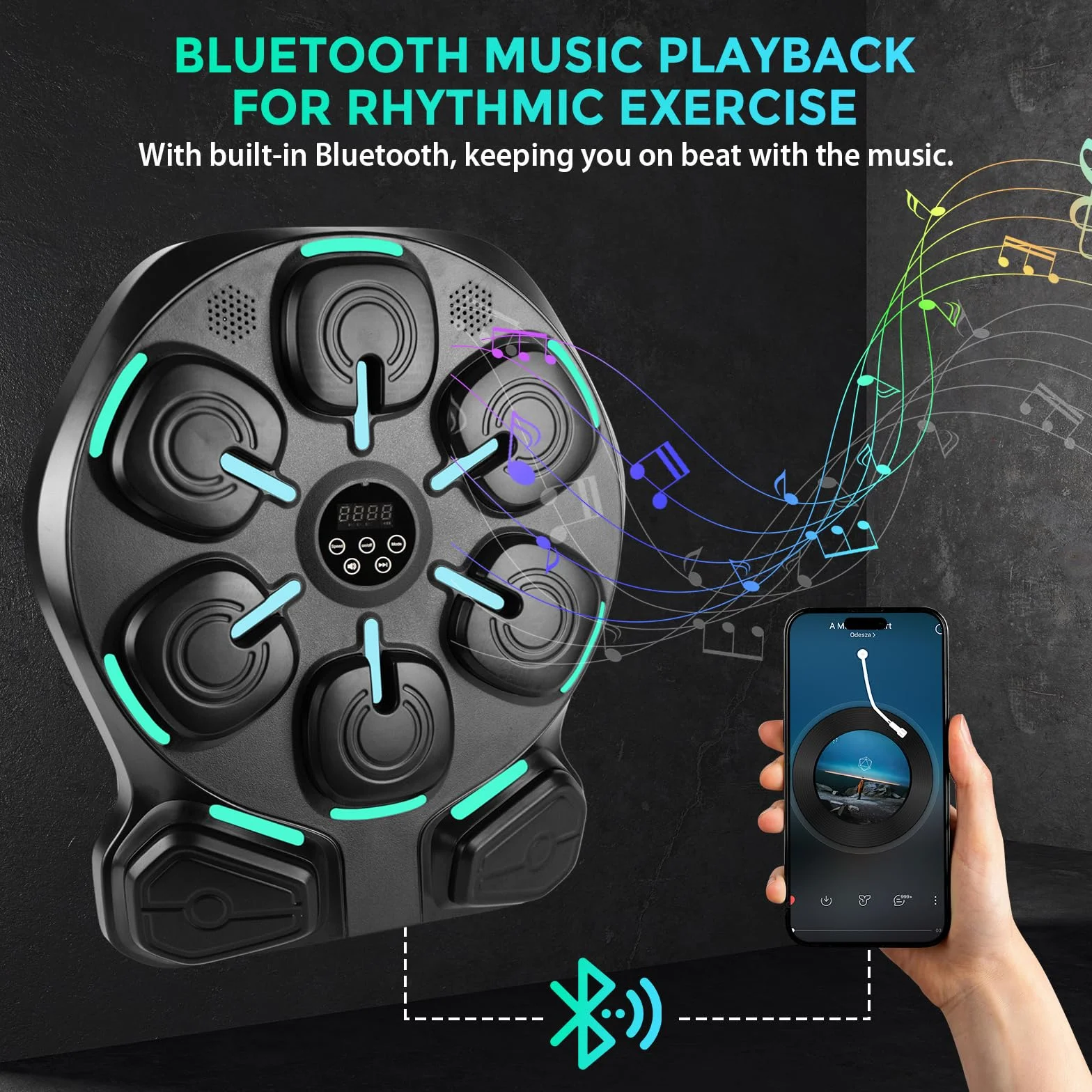 Máquina de Boxeo Musical con Bluetooth, 8 Puntos de Golpeo, 9 Modos de Entrenamiento, 2 Guantes