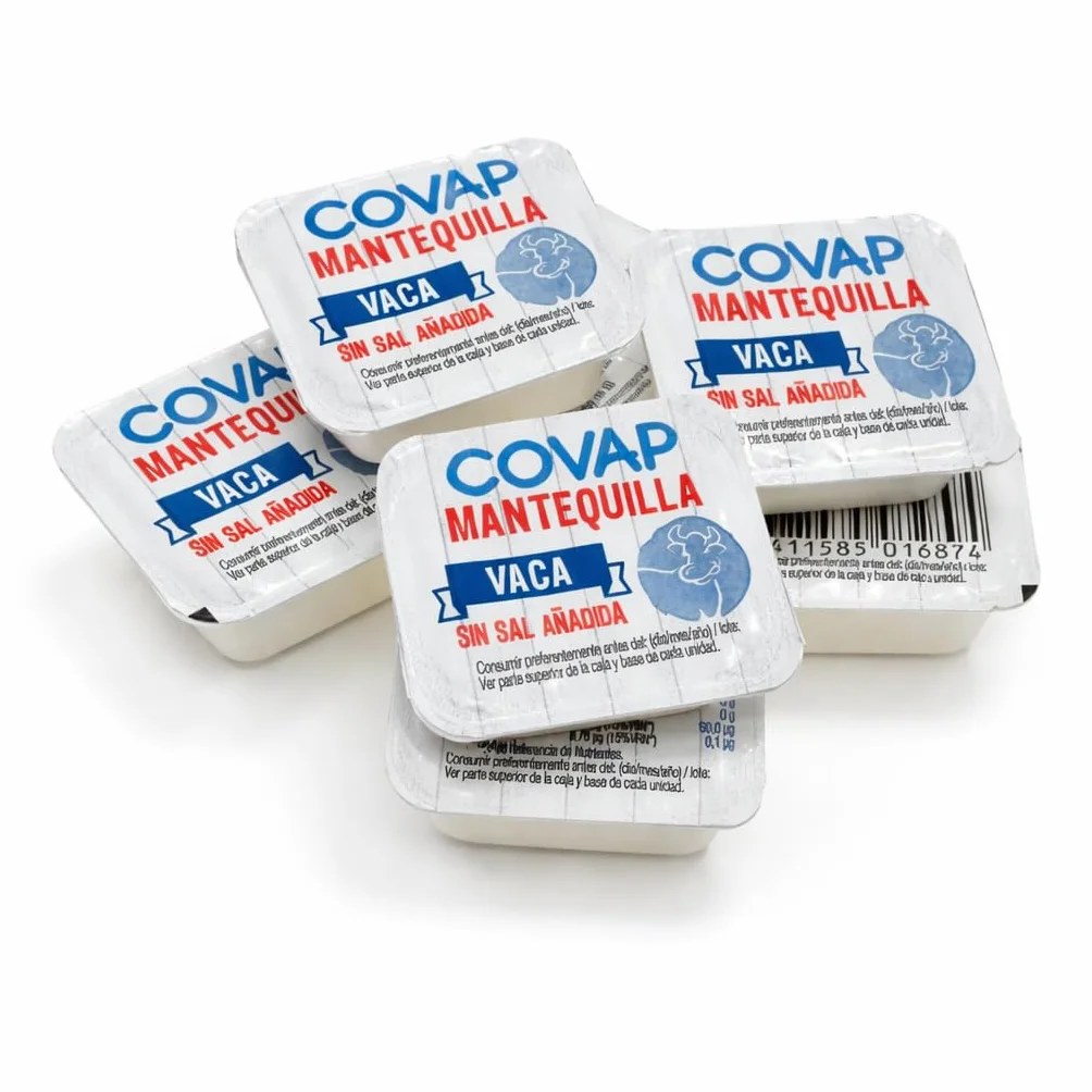 Mantequilla de Vaca Sin Sal Añadida Microtarrinas 96x10 g | Caja Formato Hostelería | Porciones Individuales de Mantequilla Natural | Ideal para Desayunos, Hoteles, Cafeterías y Catering