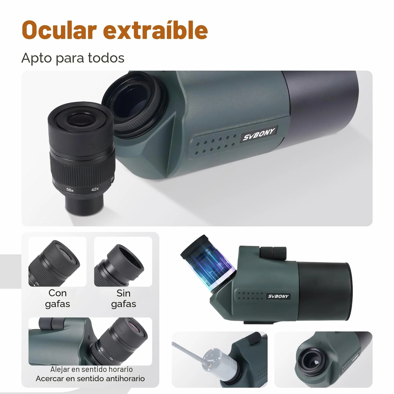 Svbony SV41Pro Telescopio Terrestre 28-84X80 FMC, Enfoque de Doble Velocidad, Spotting Scope para Tiro al Blanco Caza Astronomía