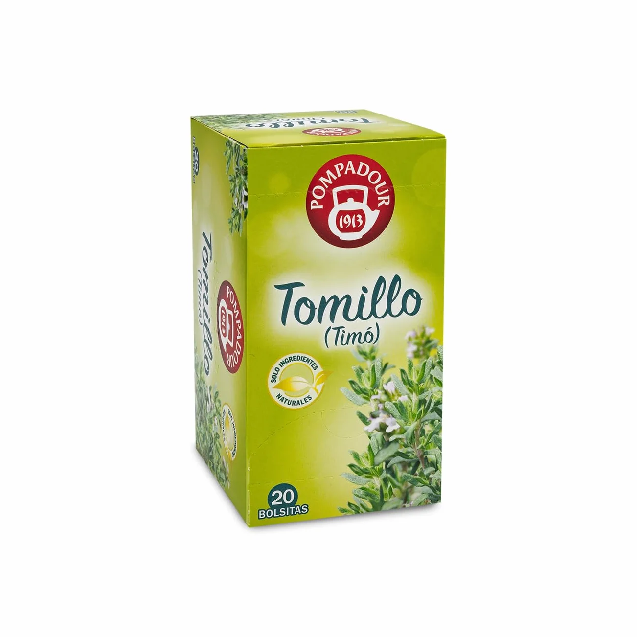 Pompadour | Tomillo | Infusión Tradicional | Sin Teína | 20 Bolsitas de 1,5 Gr