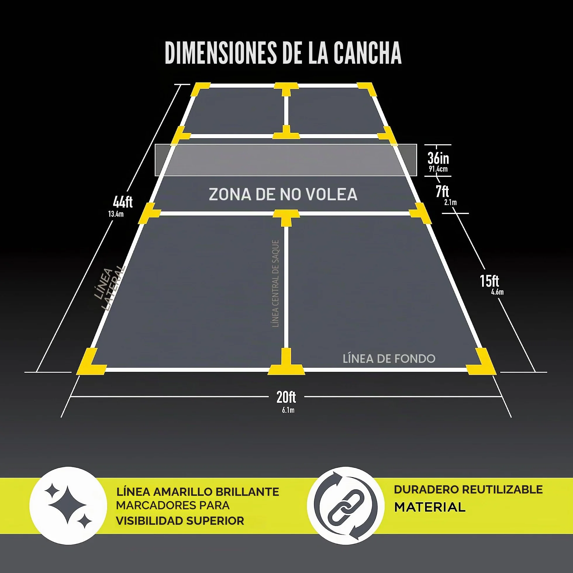 Franklin Sports Pickleball Court Line Marking Kit, Official Size Court Markers with Measuring Tape