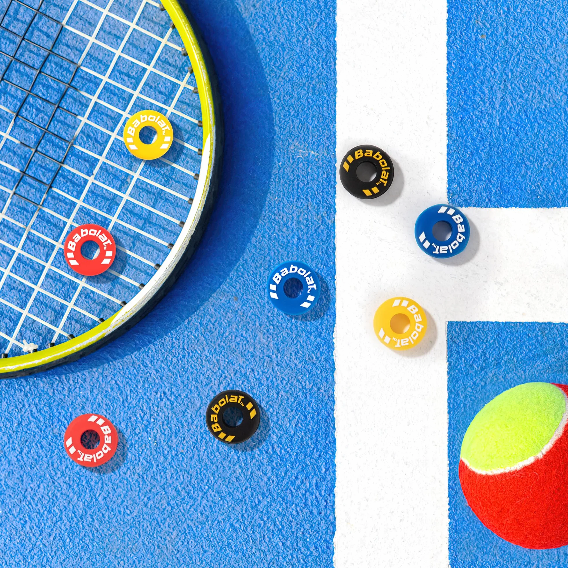 Amortiguador Raqueta Tenis Antivibradores Silicona con Letras 8 Piezas