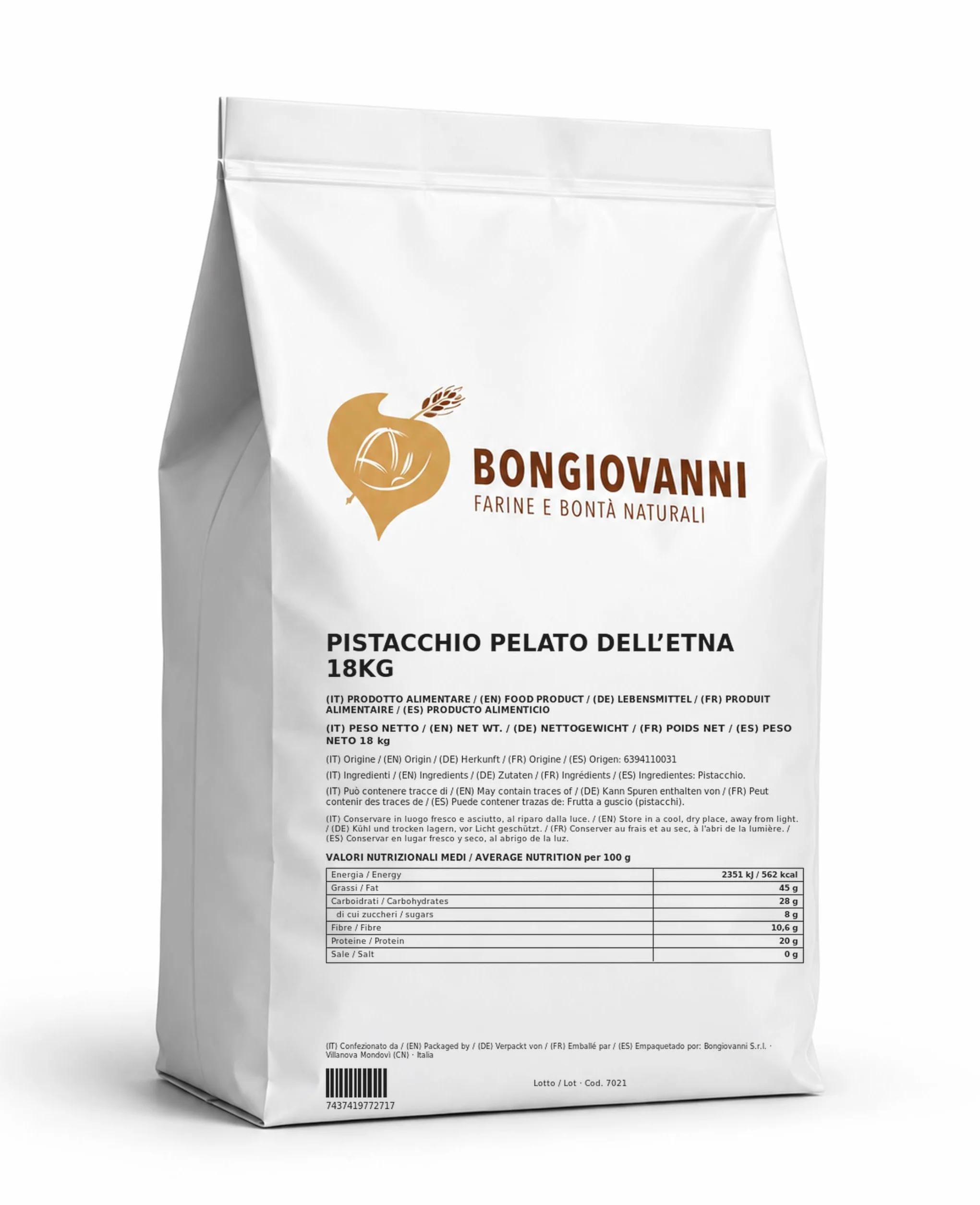 TiBioNa Italia Pistacho Pelado del Etna 18Kg