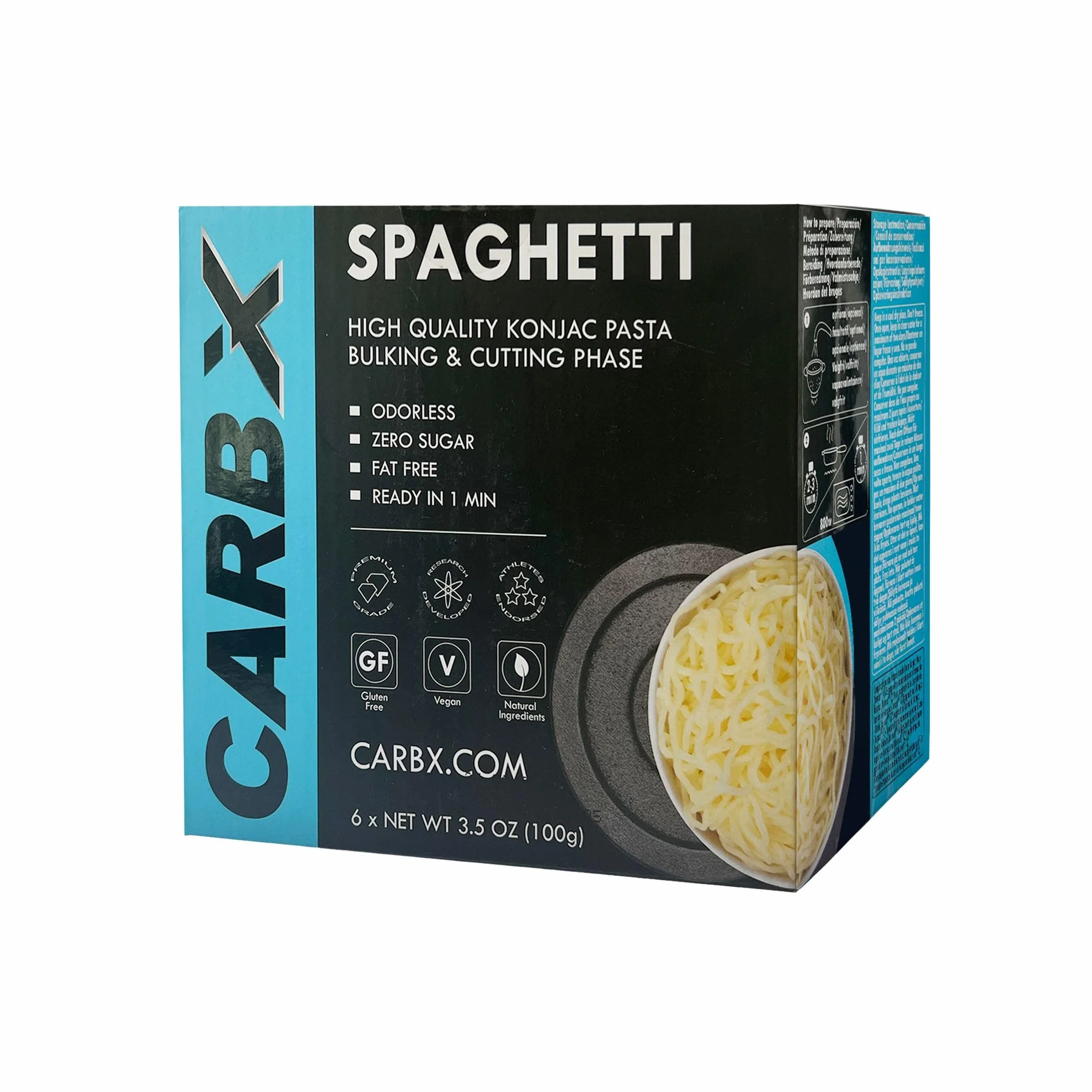 Carbx - Espaguetis Shirataki - Pasta Konjac - 600 g - 6 Raciones de Pasta Konjac - Ideal para Dietas Keto y Low Carb - Bajo en Calorías y Sin Azúcar