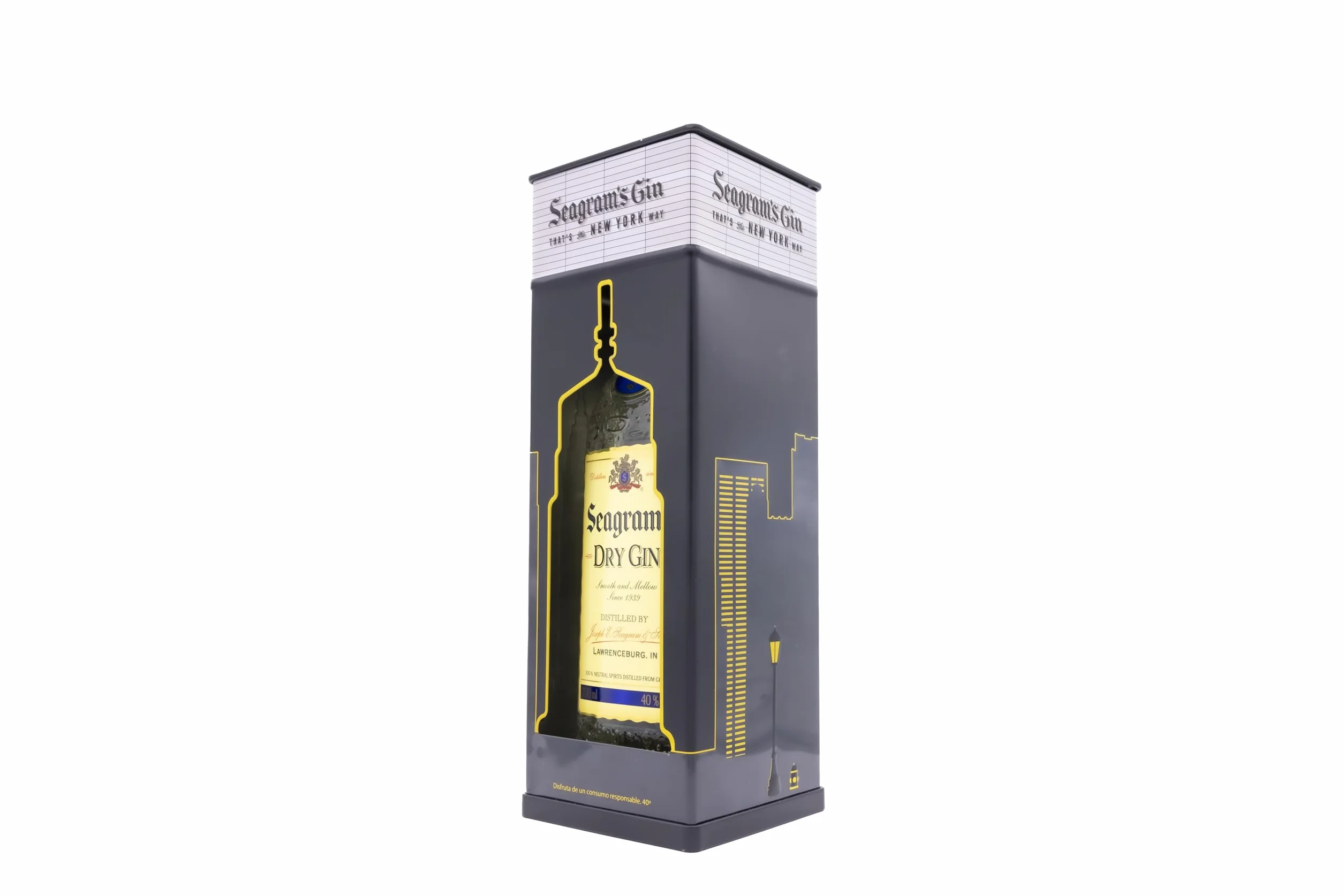 Seagram's Dry Ginebra con Lata Decorativa de Regalo. 700 ml