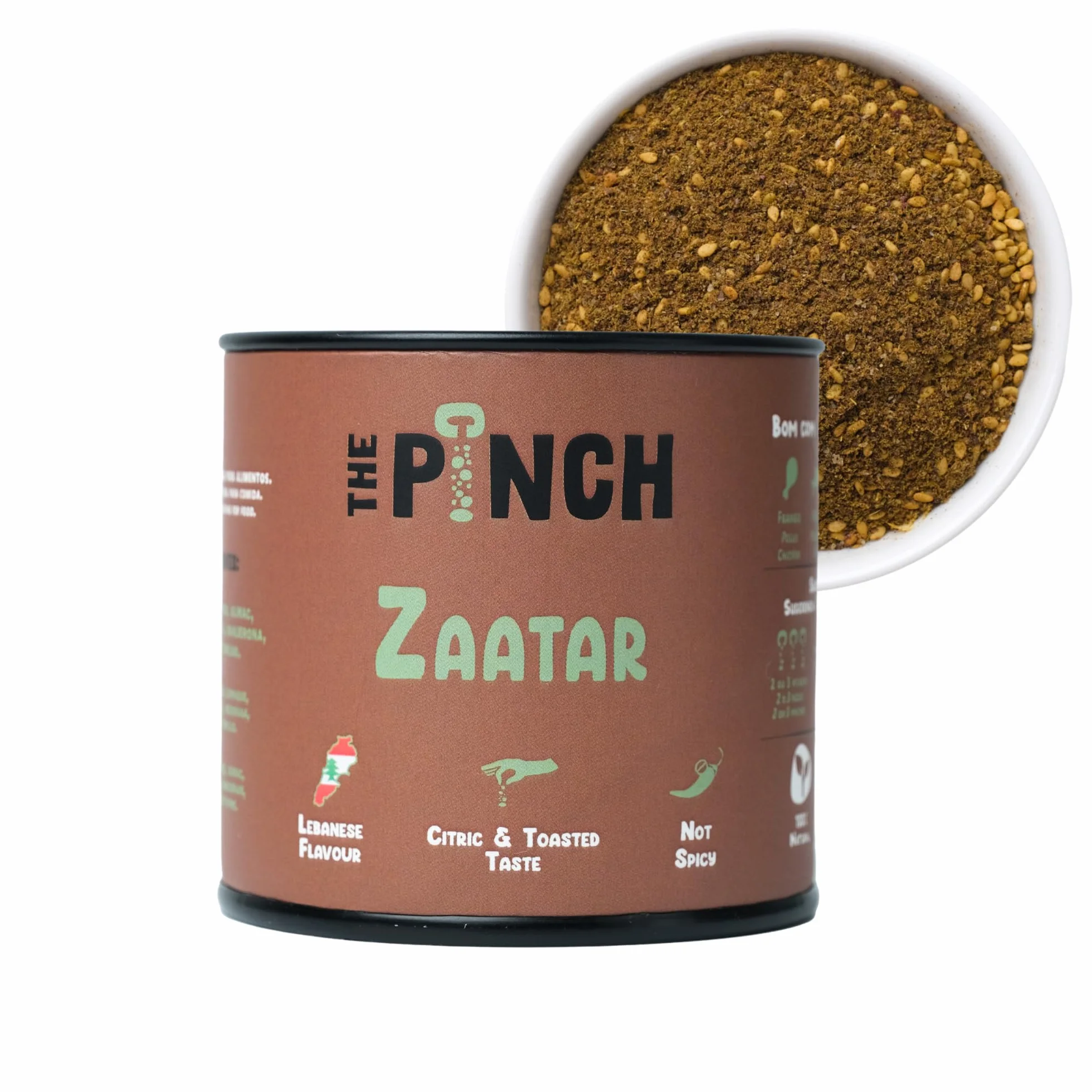 THE PINCH Zaatar Sazonador Árabe 100% natural - Sabor Auténtico del Líbano, con sumac. Fácil de usar en ensaladas, verduras asadas, hummus, panes y batatas dulces. Paquete 45g.