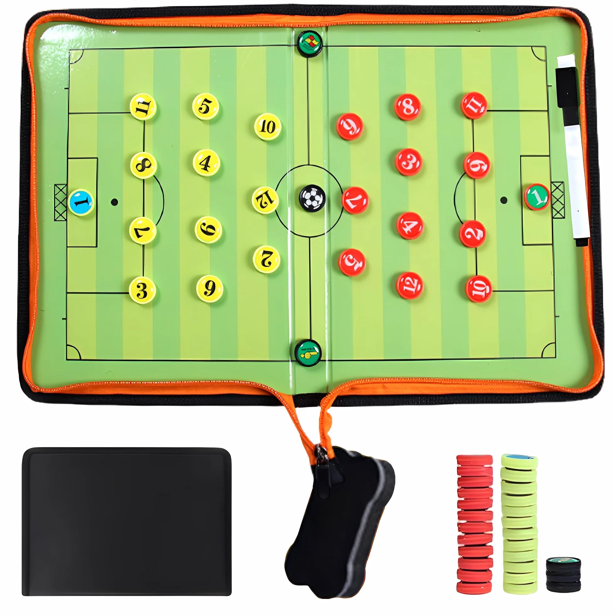 Tablero Táctico de Fútbol con Cremallera, Kit de Estrategia Magnético con Imanes y Marcador