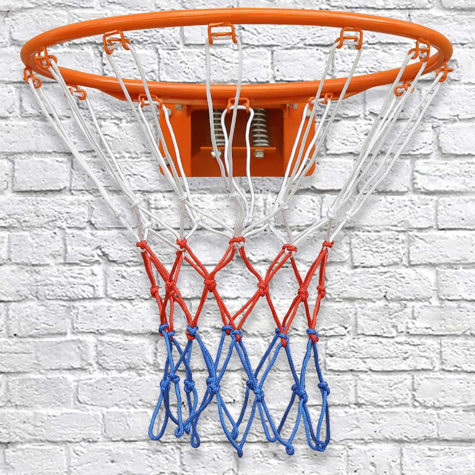Portería de Baloncesto con Doble Resorte Sólido, Red para Todo Clima, Aro Montado en Pared, 18'