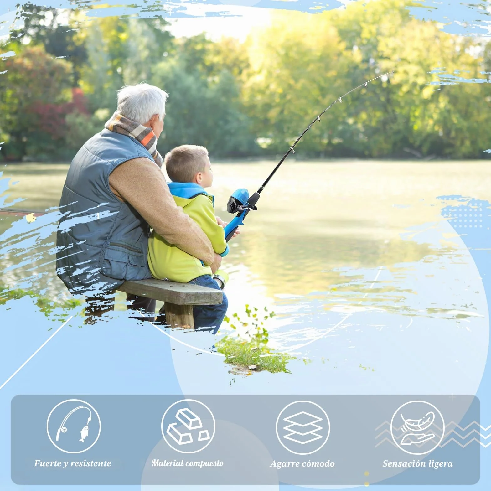 dellyy Cañas de Pescar para Niños, Juego de Pesca Telescópica con Accesorios y Bolsa