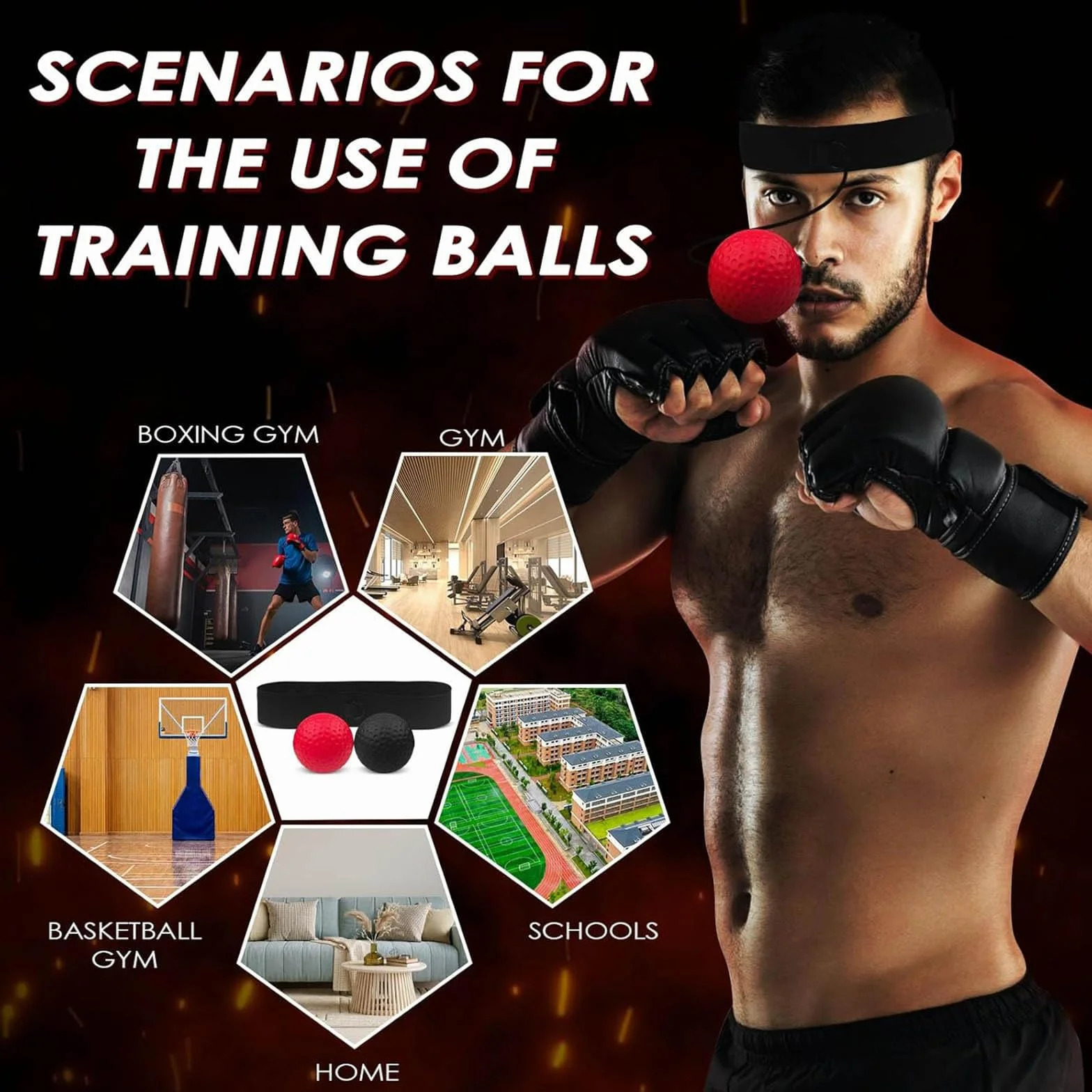 Bola de Entrenamiento de Boxeo, Pelota Reflejos, Diadema Ajustable, 2 Pelotas de Reacción, Mejora Velocidad, Enfoque, Compacta