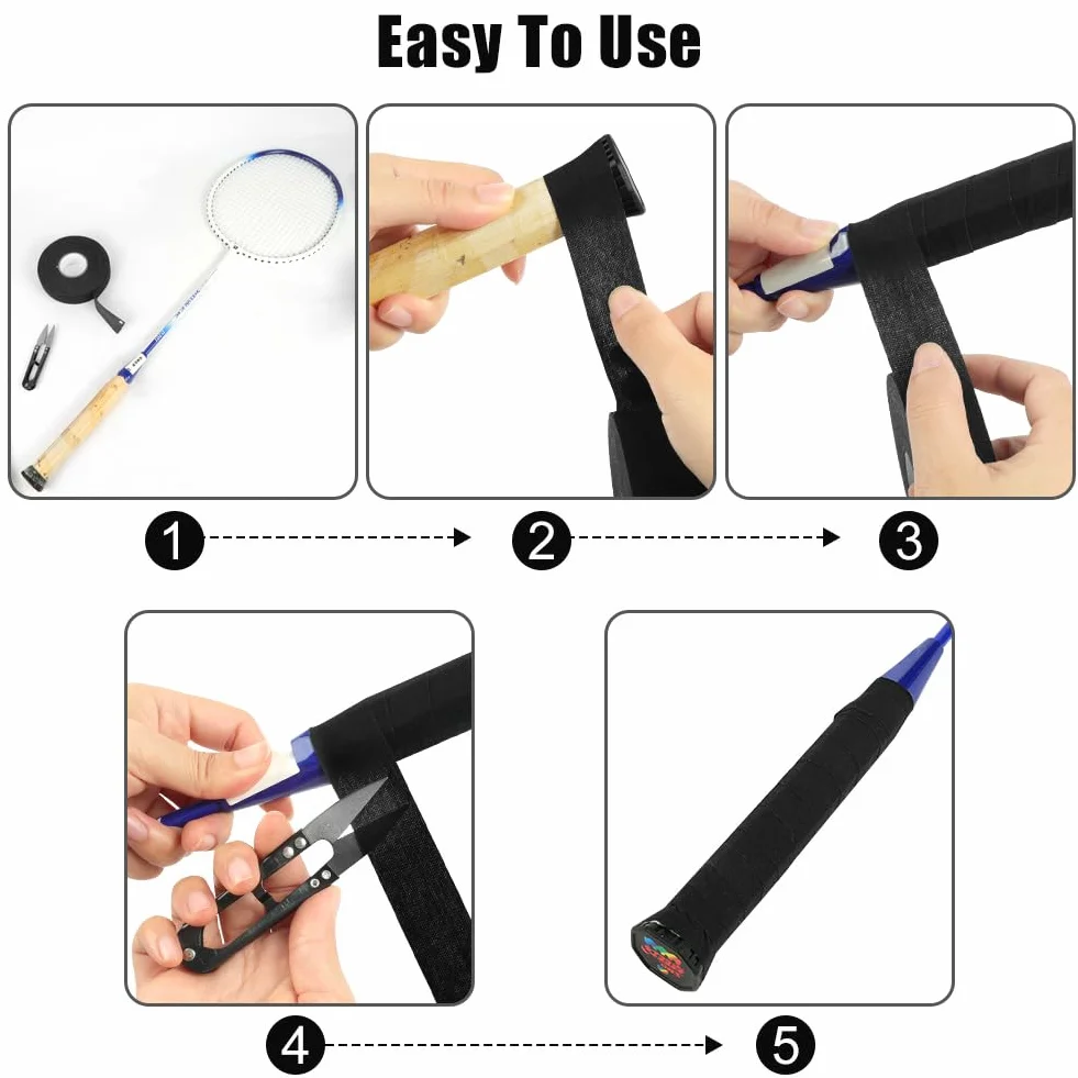 Cinta de Hockey Autoadhesiva para Palo con Tijeras, para Raqueta, Golf, Bádminton y Béisbol