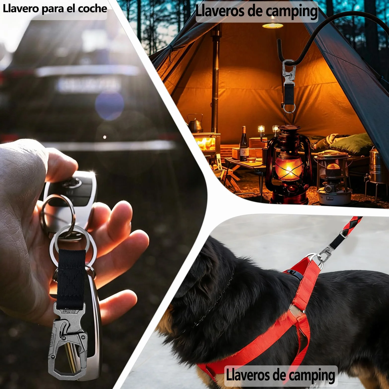 Ahiller Mosquetón doble bloqueo aleación zinc 3 pulgadas llavero accesorios