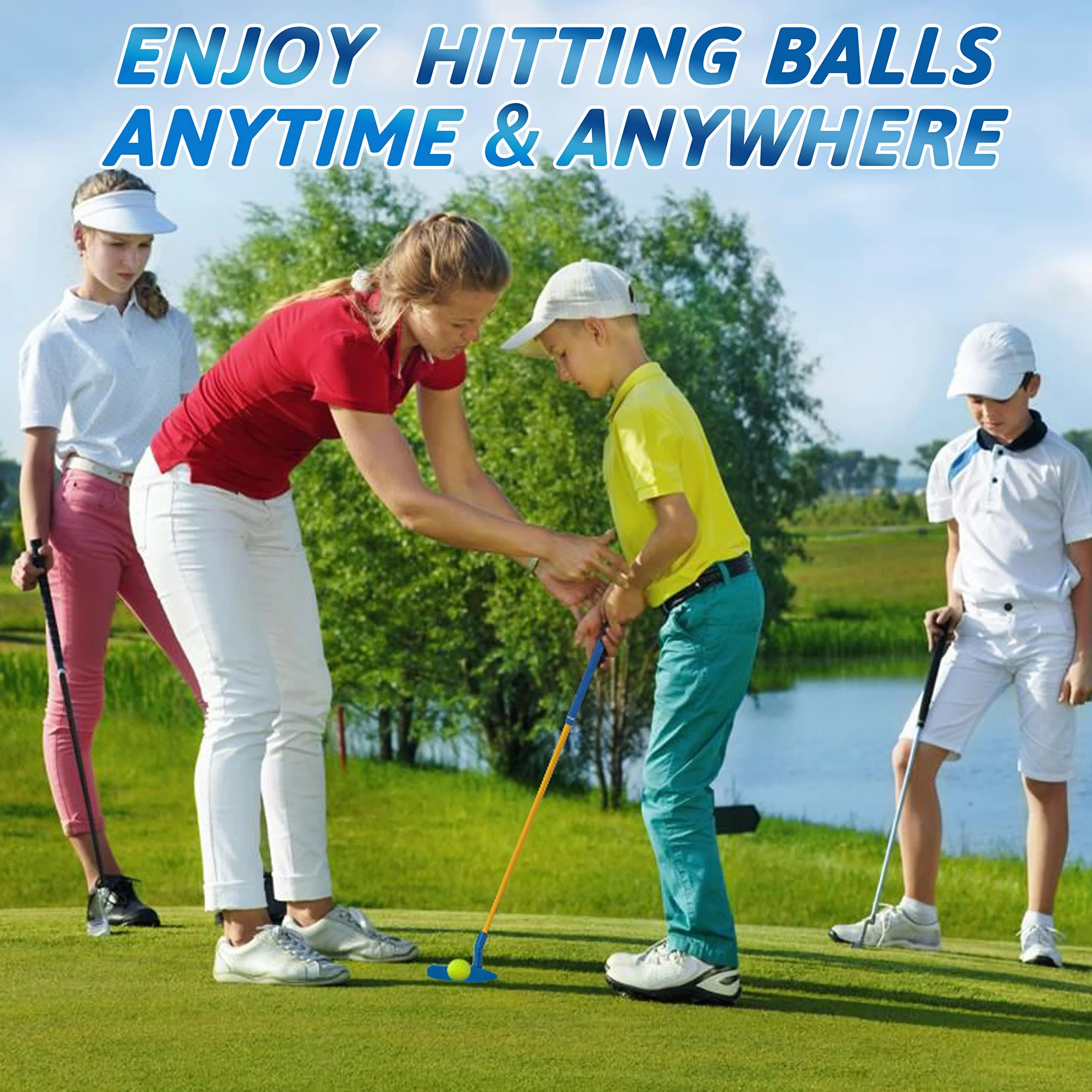 PGM Juego de palos de golf para niños 3 piezas madera hierro putter entrenamiento