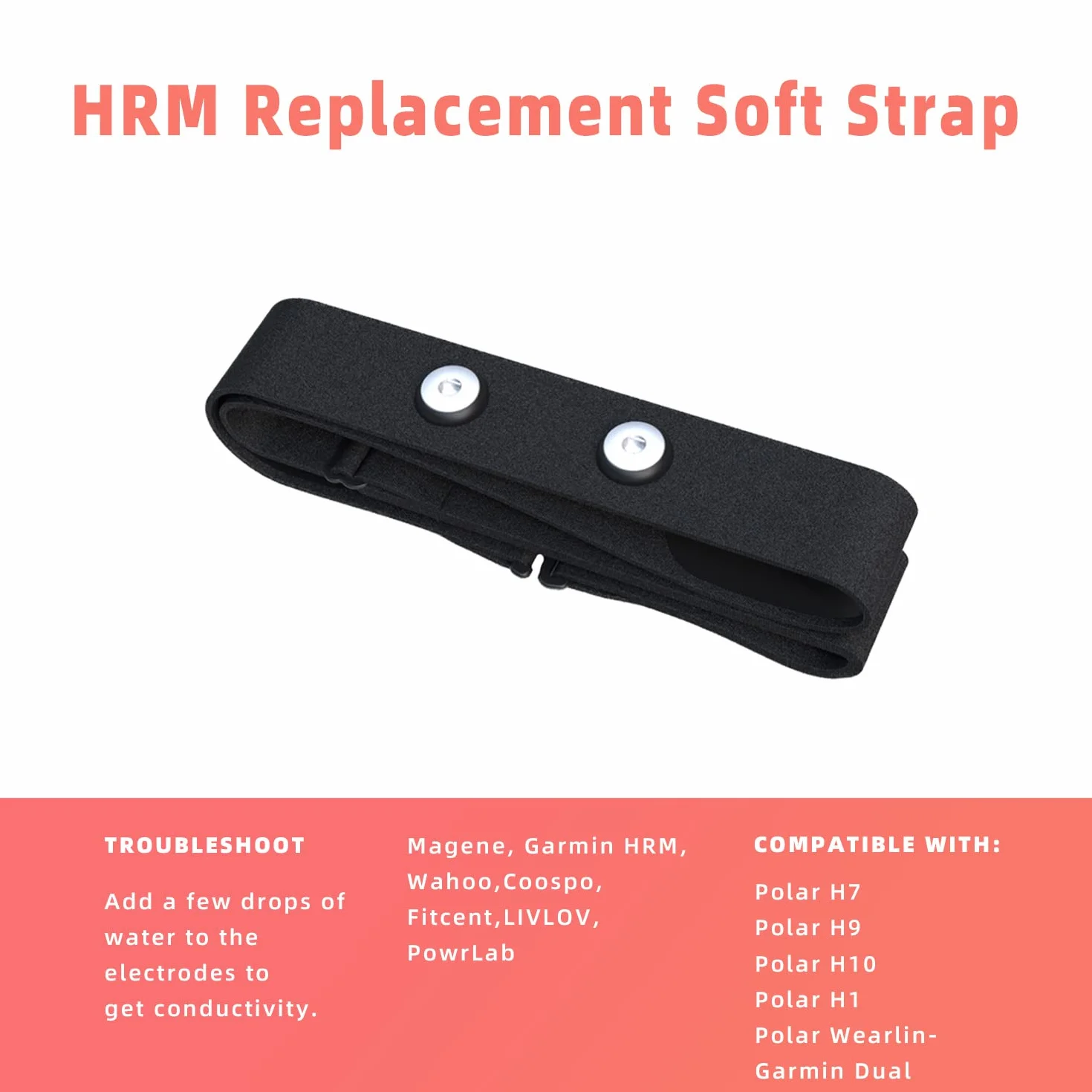 FITCENT Heart Rate Monitor Chest Replacement Strap for Polar H10 Wahoo Tickr Coospo Powrlabs Moofit