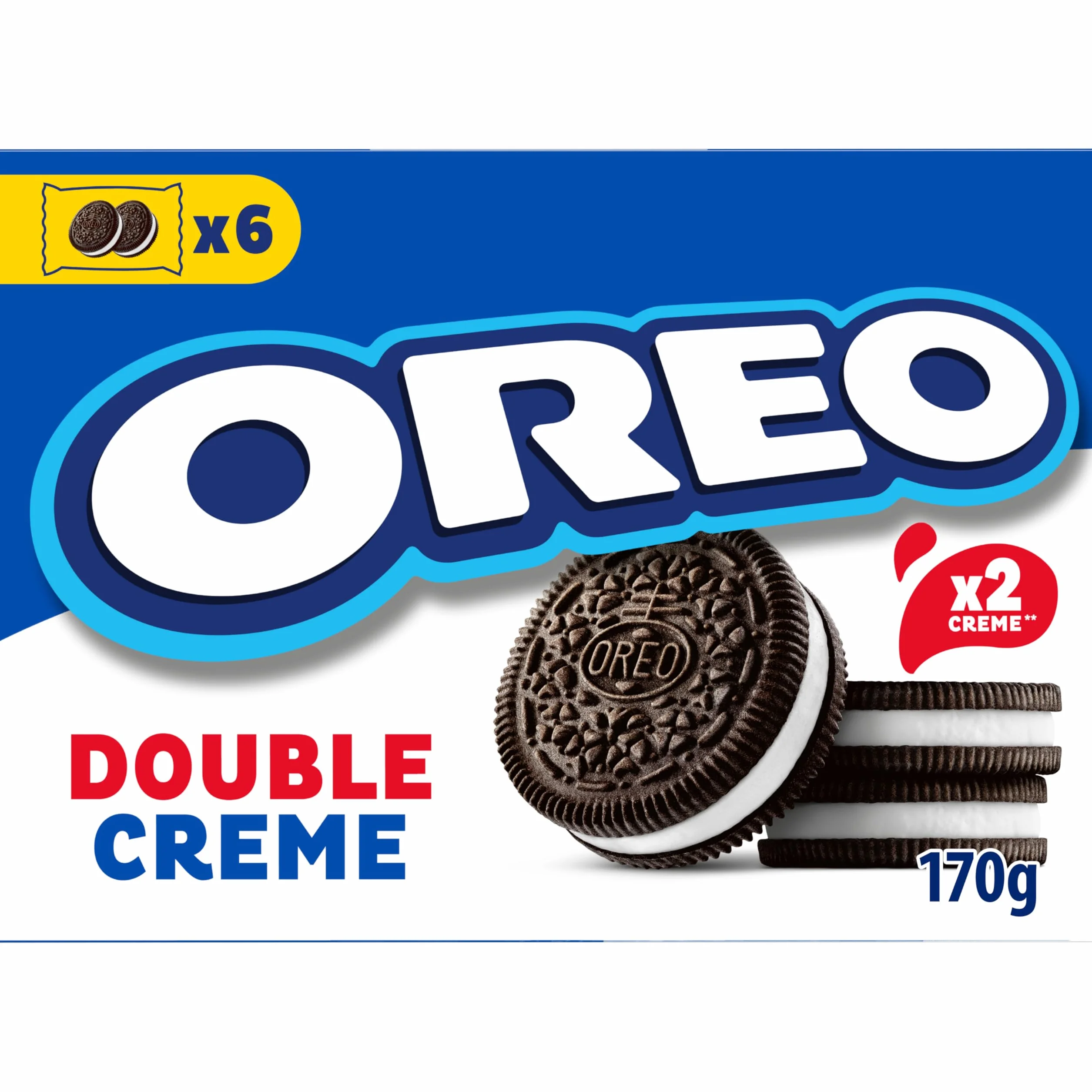 Oreo Doble Crema, Galletas de Chocolate Rellenas de Doble Crema Sabor Vainilla, Las Galletas Clásicas pero con, Paquete de 170 g