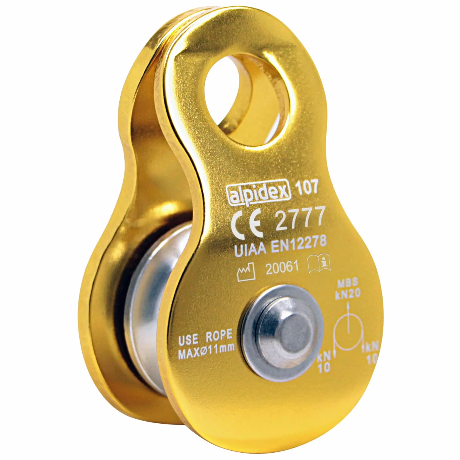 ALPIDEX Polea 20 kN EN12278 Cuerdas 11 mm Polipasto de Cuerda