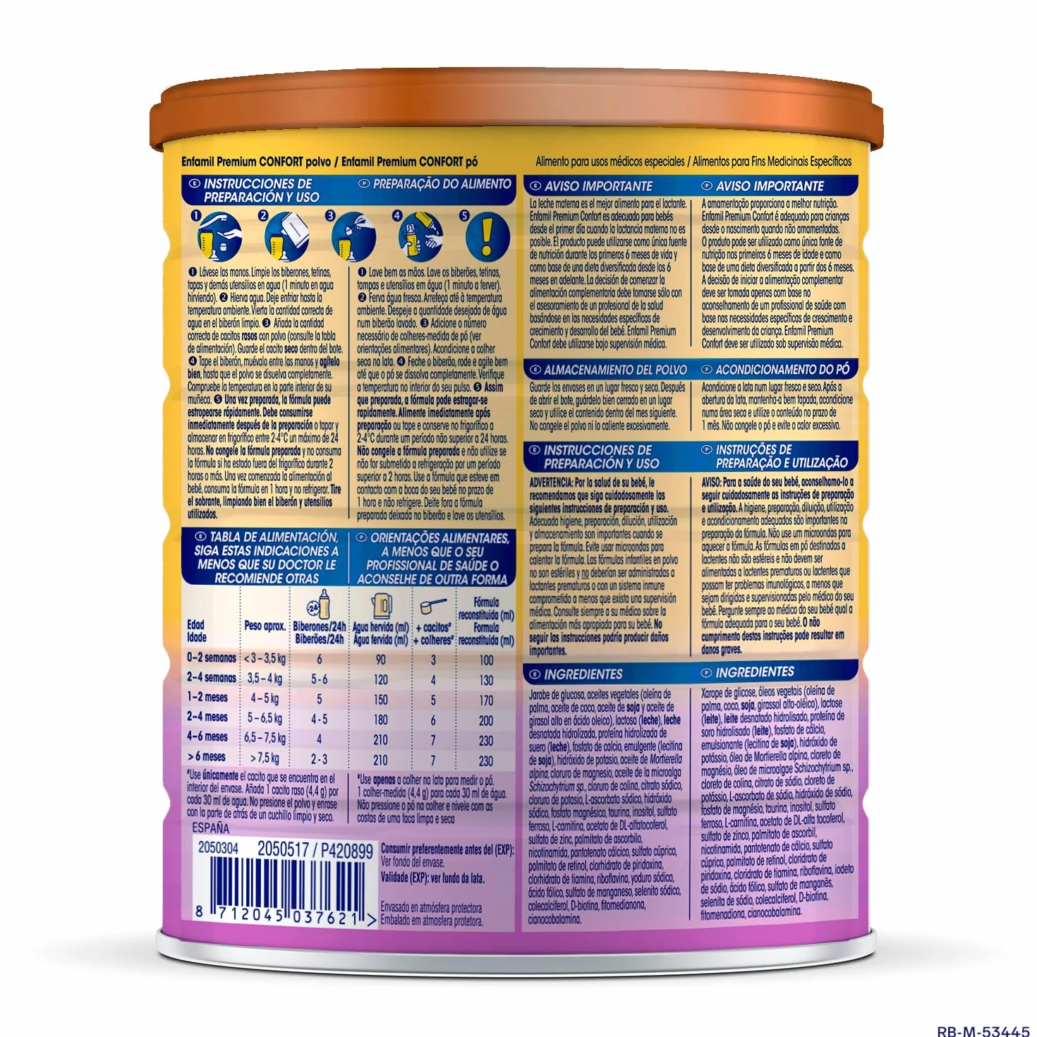Enfamil Premium Confort Pack Fórmula para Bebés con Trastornos Digestivos - 4 latas x 800 g