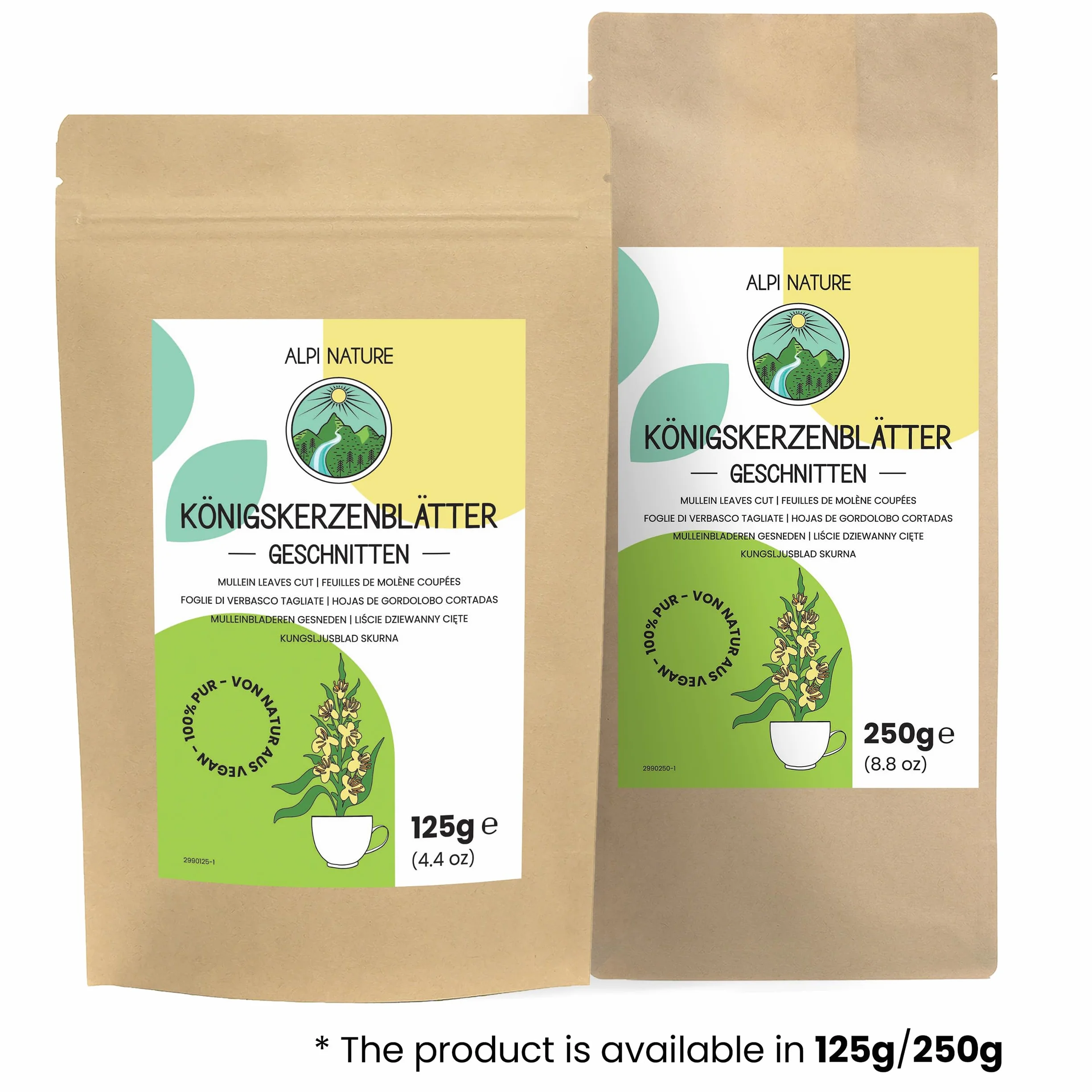 Alpi Nature Té de Gordolobo 250g, Hojas Secas y Cortadas, Té de Hierbas, Gordolobo Infusión