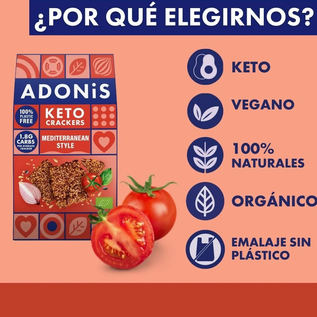 Adonis Cracker Proteici Keto al Pepe Nero & Sale Marino (Confezione da 10 x 60g) | Vegano & Keto Friendly | 100% Naturale | Senza Glutine