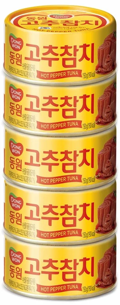 Lata de atún Dongwon con salsa de pimiento picante, 3.5 oz (100 g) x 5 latas - Atún enlatado coreano