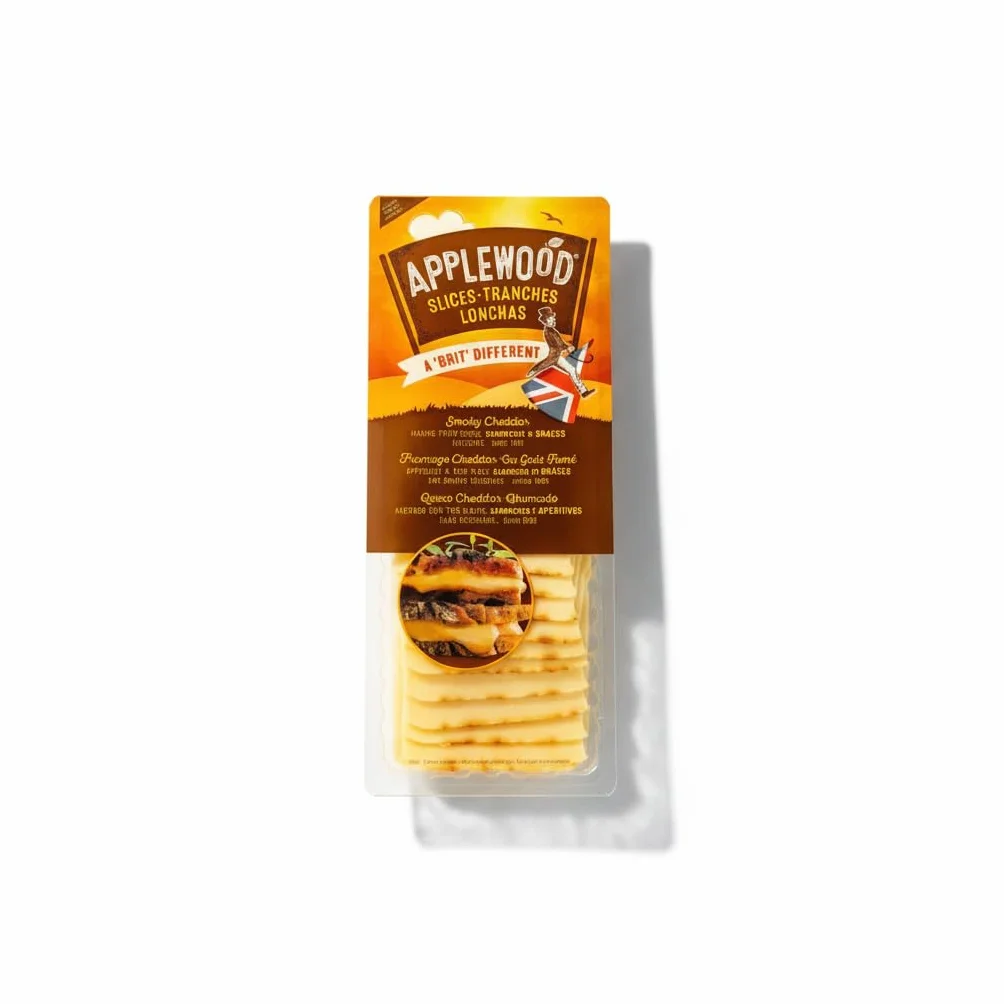 Lonchas de Queso Cheddar Ahumado 500g - Queso Cheddar para Fundir con Aroma Ahumado Tradicional - Ideal para Hamburguesas y Sándwiches - Applewood - Formato Familiar Apto para Vegetarianos - NEXU