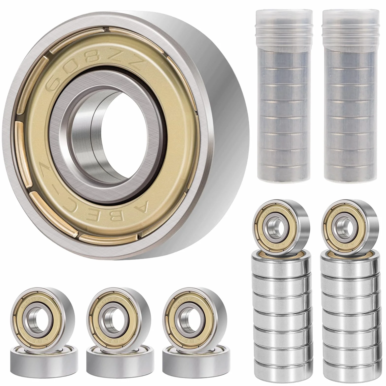 608ZZ Rodamientos de Bolas 8x22x7 mm Acero al Carbono Cojinetes para Monopatines Scooters Patines en línea