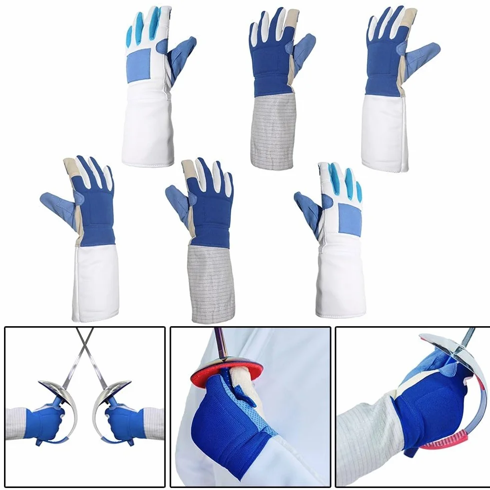 Guantes de esgrima de aluminio antideslizantes poliéster para entrenamiento competición adultos