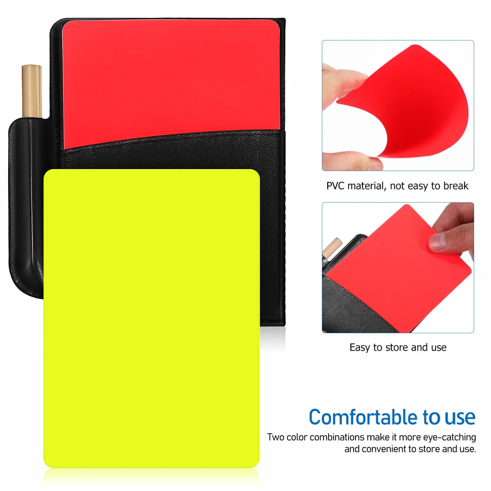 Juego de 2 Tarjetas de Árbitro Rojas y Amarillas con Hoja de Resultados y Lápiz