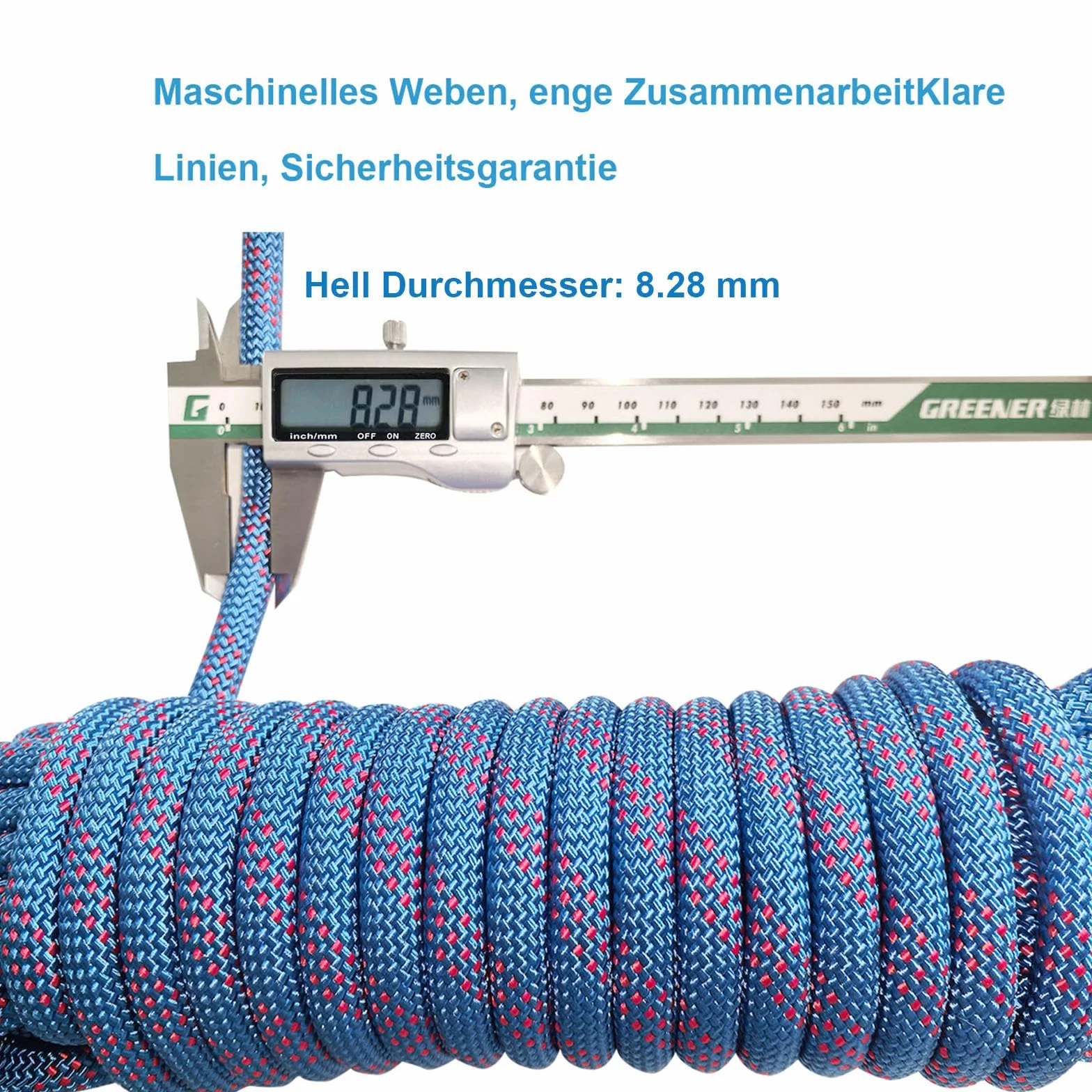 Cuerda de Escalada 8 mm 5m Estática con 2 Mosquetones para Alpinismo Camping