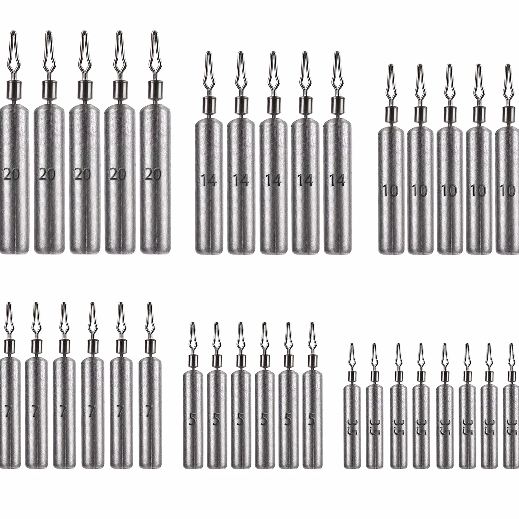 Pesos de Pesca Plomos Dropshot 35 Piezas Sinkers 3,5 g a 20 g Accesorios