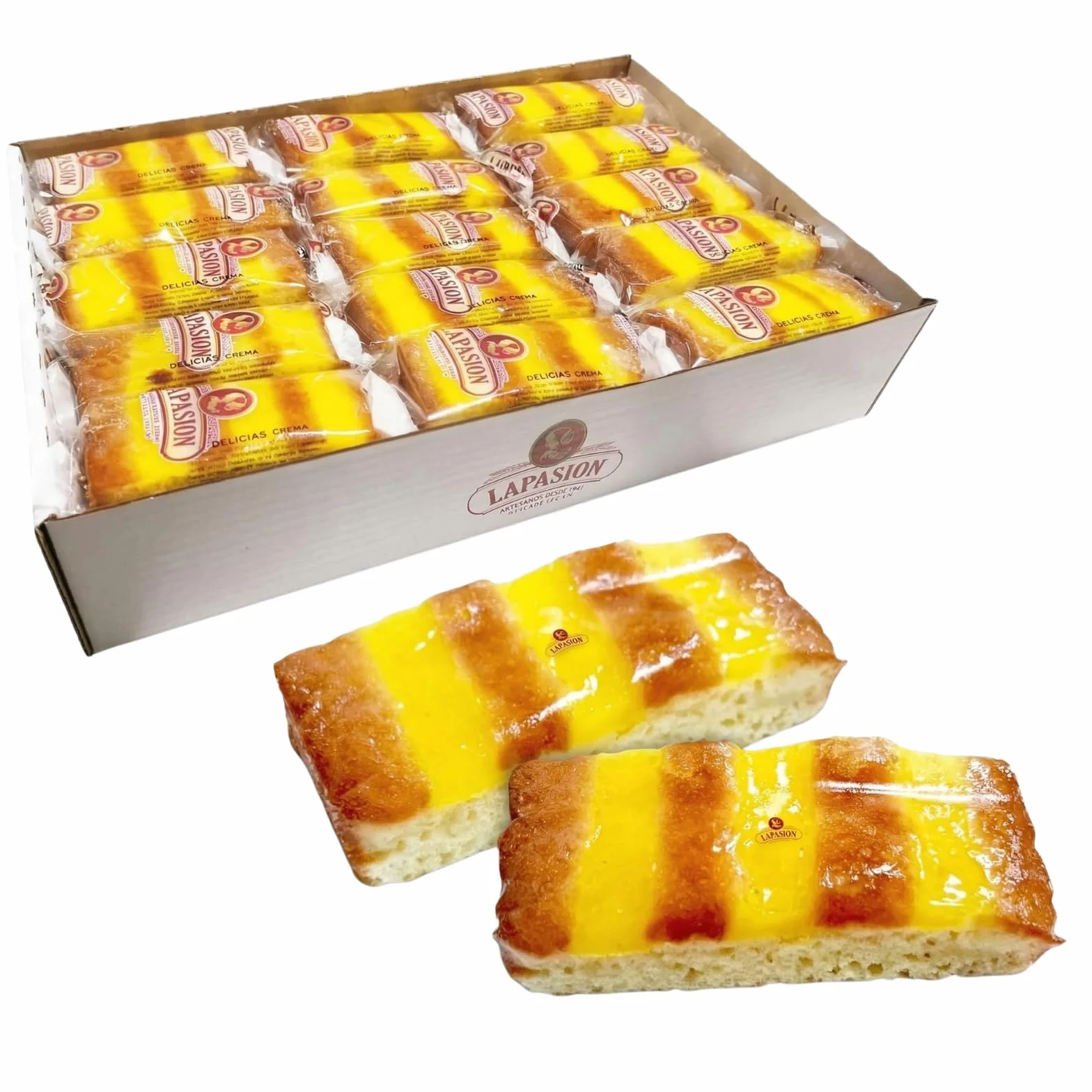 LAPASION - Bizcocho con crema pastelera | Bollería | Pasteles | Bizcochos | Sobaos | 2 Kg