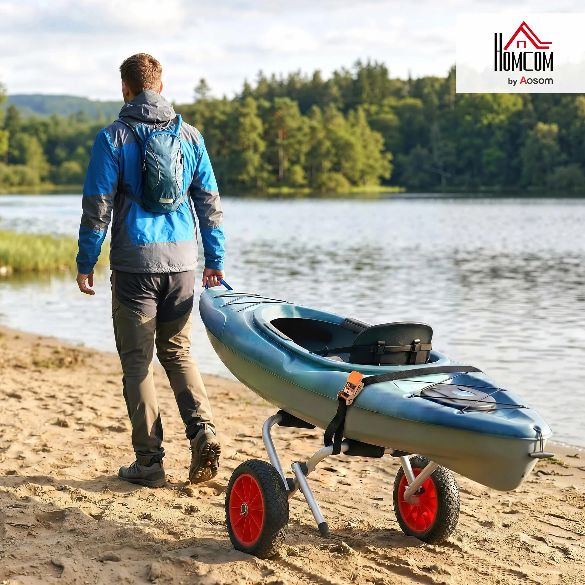 HOMCOM Plegable Carro de Transporte Kayak Carrier 70kg Aluminio 62x35x30 cm