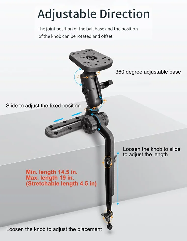 Scotty Lowrance Garmin Brazo de montaje para transductor de kayak SUP con base de buscador de peces