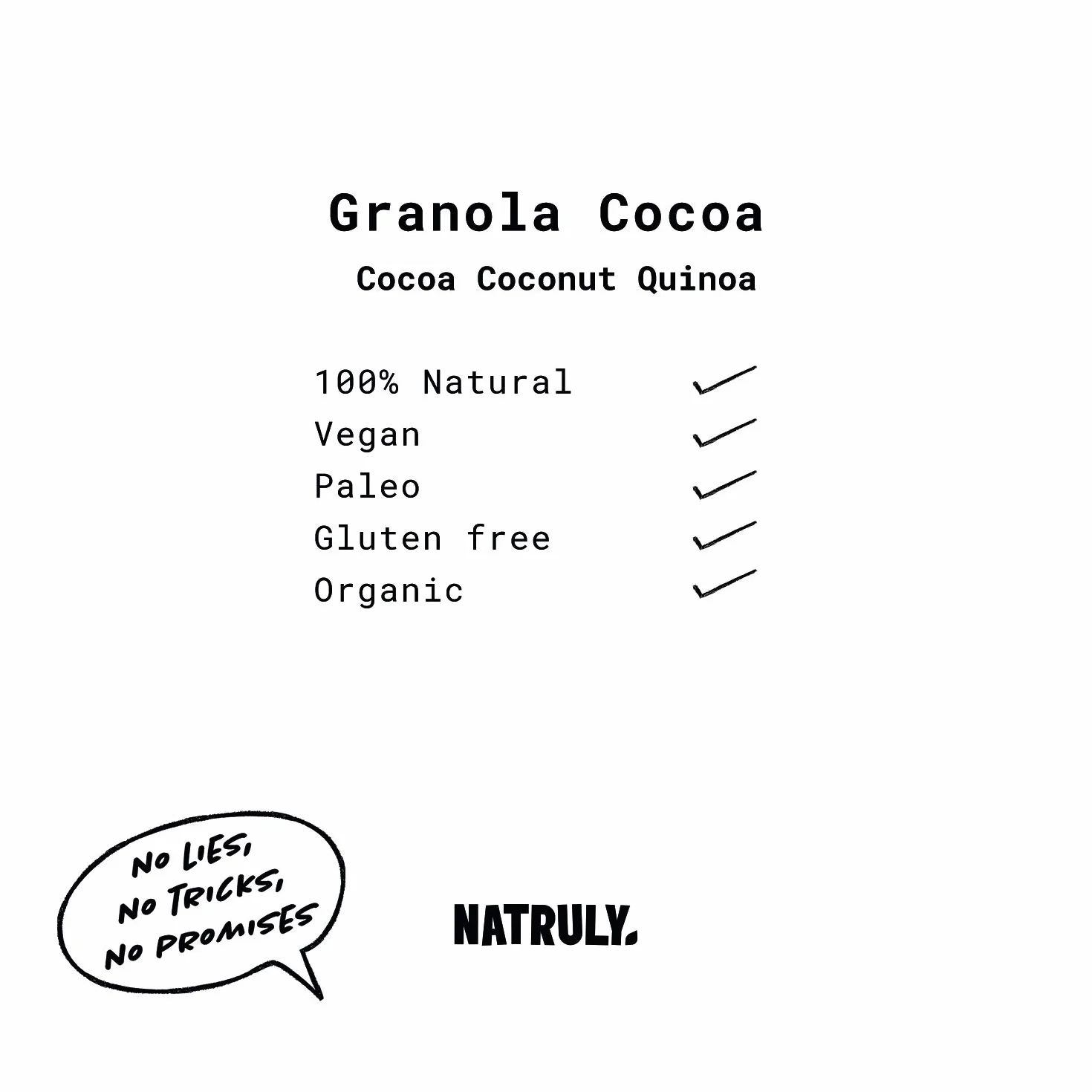 Granola BIO NATRULY Cacao Coco y Quinoa Sin Cereales Sin Gluten Sin Azúcar Refinado Vegana 325g