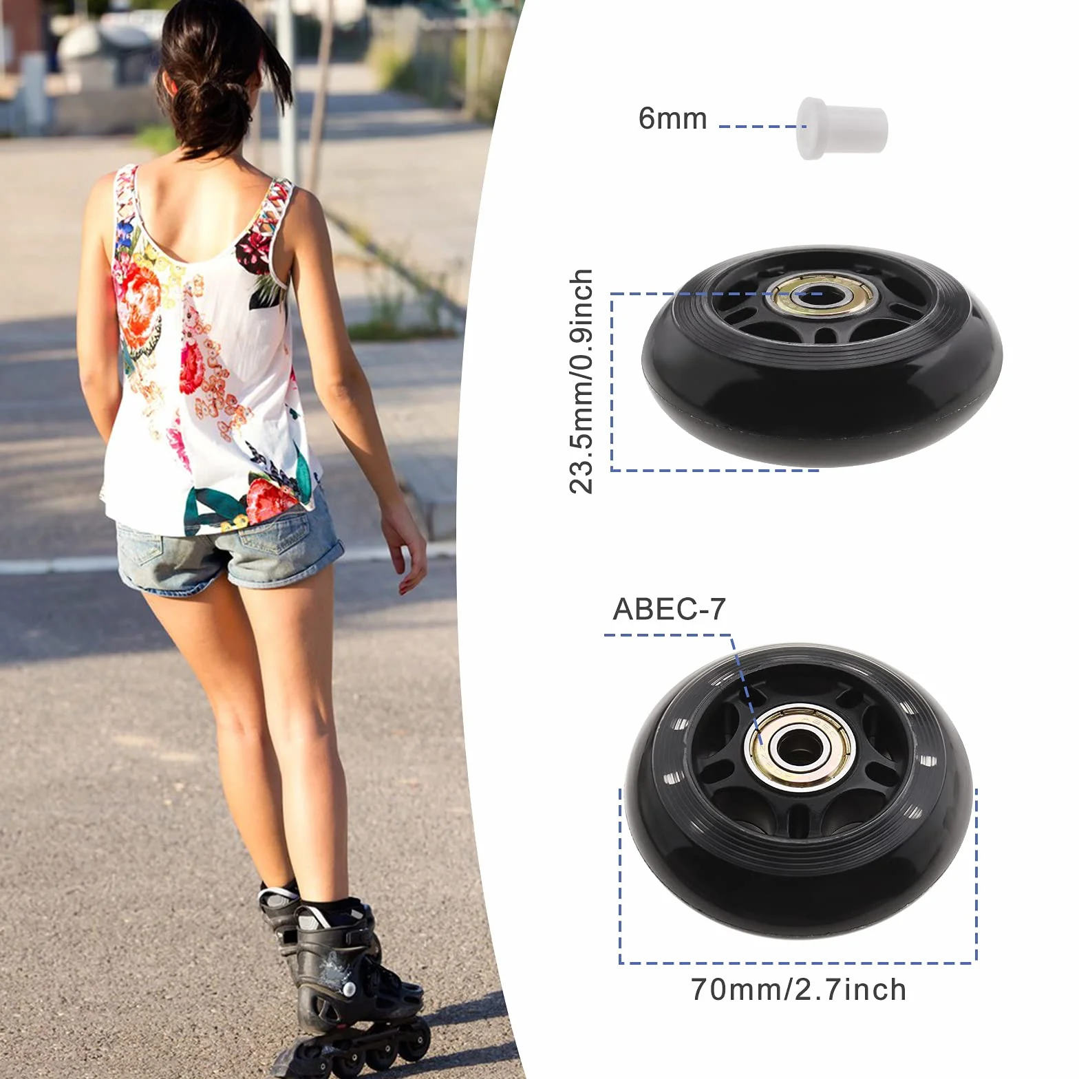 ECSiNG 8 Piezas Patinaje 70mm 82A Rodamiento ABEC-7 608ZZ para Niños Niñas Interiores Exteriores