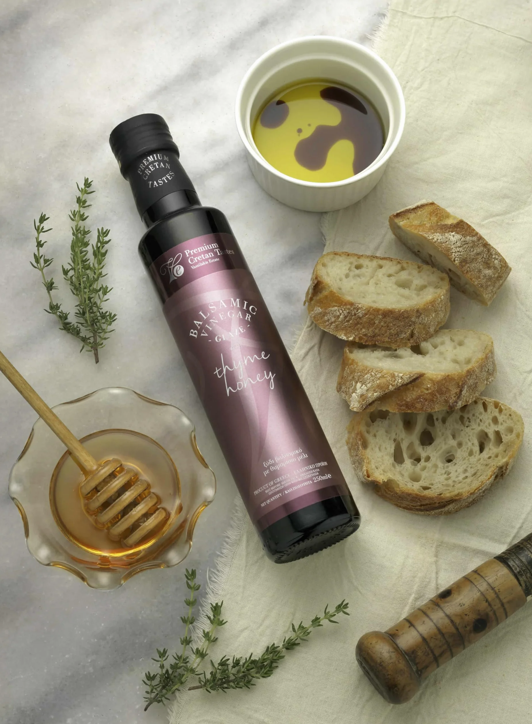 Vassilakis Estate – Vinagre Balsámico Griego con Miel de Tomillo – Botella de 250 ml