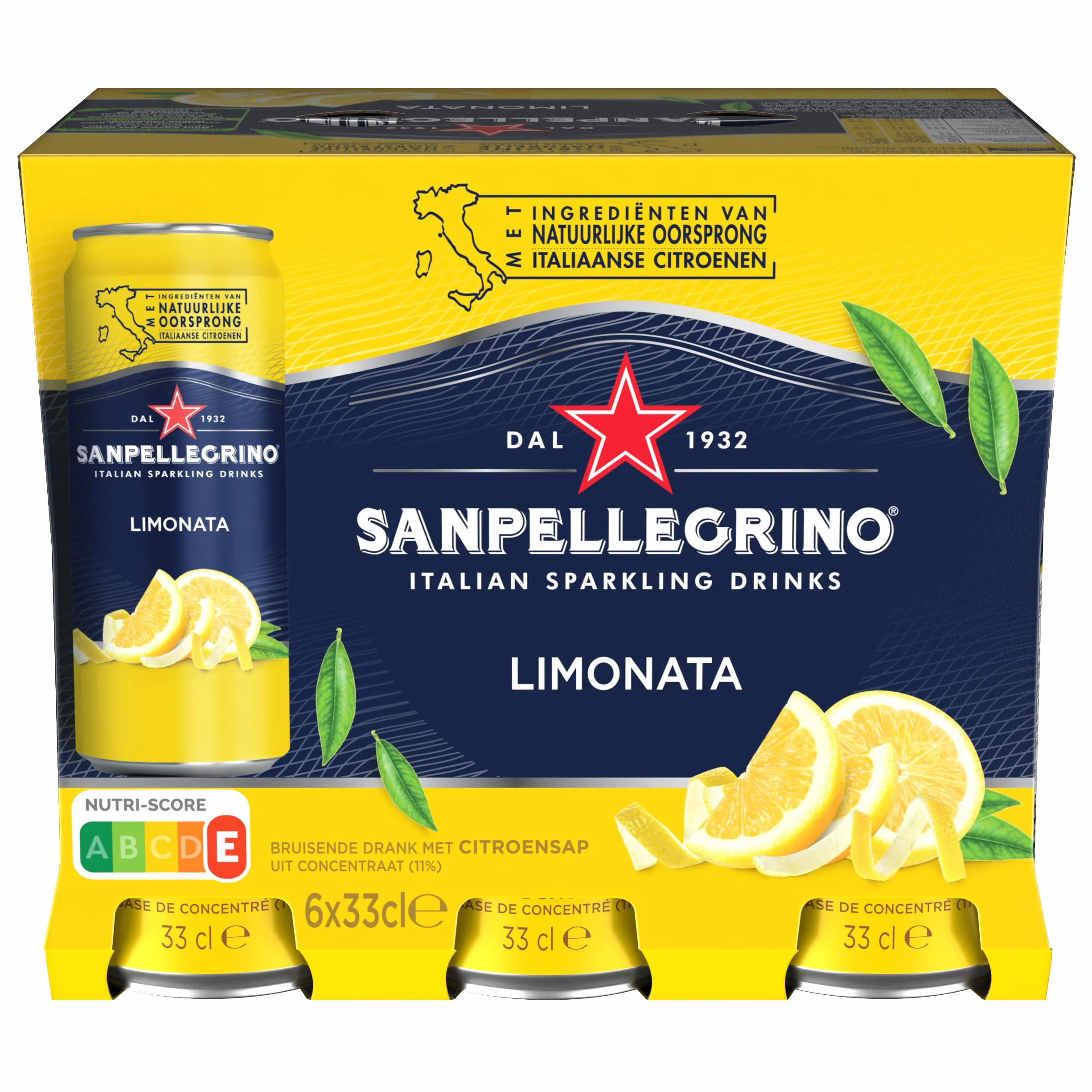 San Pellegrino Refresco Naturali Limón, Pack 6 Latas de 33cl