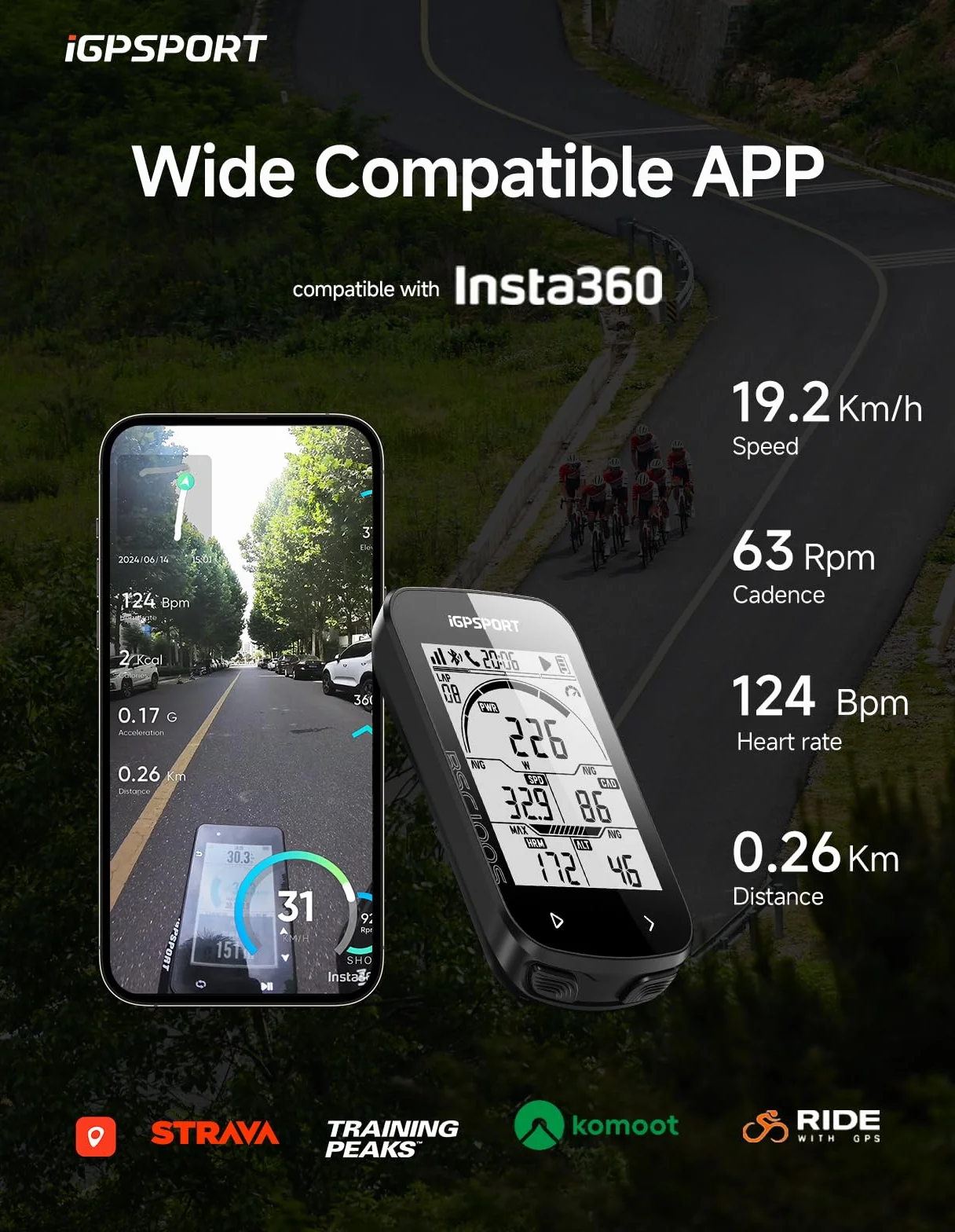 iGPSPORT BSC100S GPS Ciclocomputador Pantalla 2,6 Pulgadas 40 Horas Autonomía Ant+ BLE 5.0 Impermeable IPX7