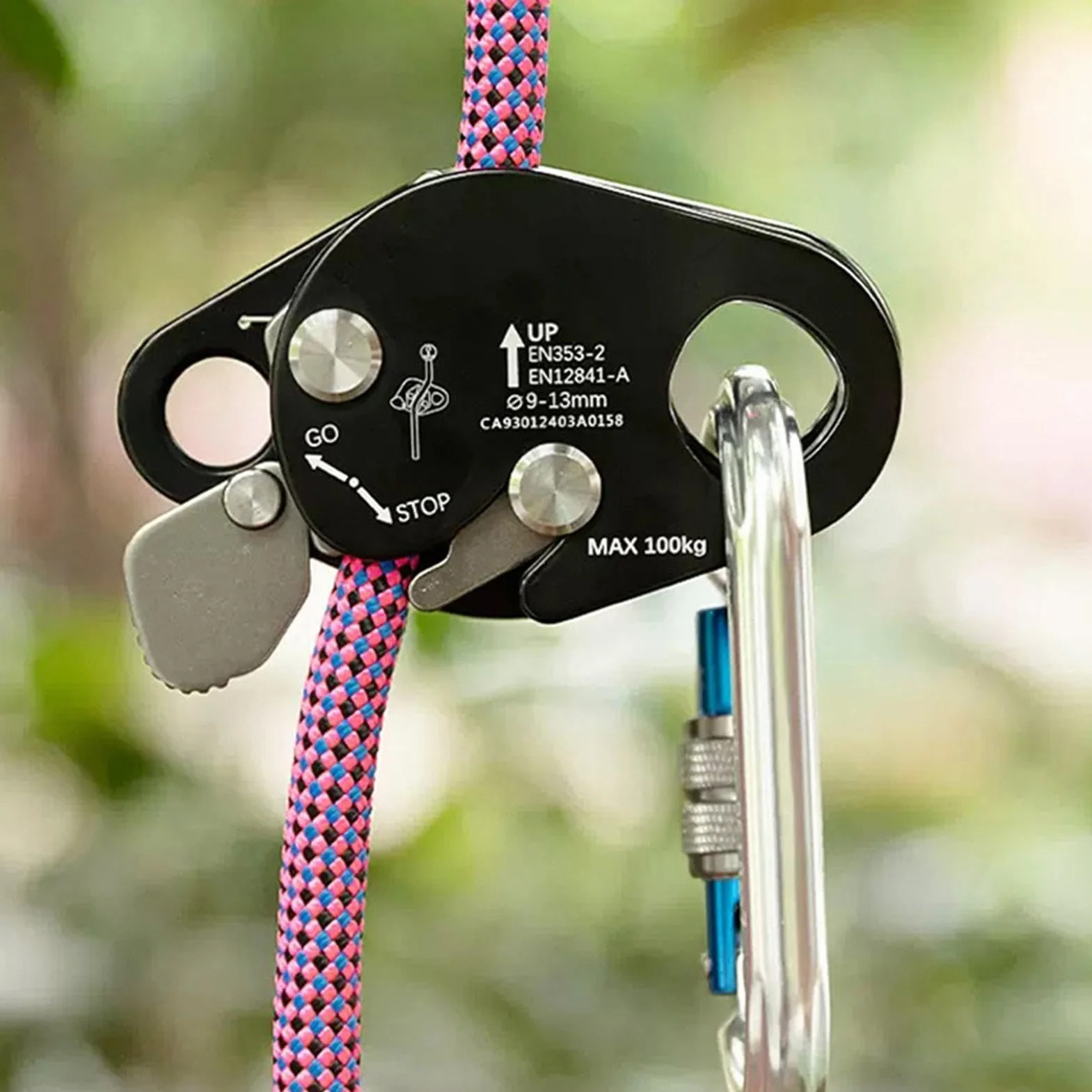 Dispositivo Auto Belay Aluminio Forma Ganso Autobloqueo para Escalar Árboles Alpinismo