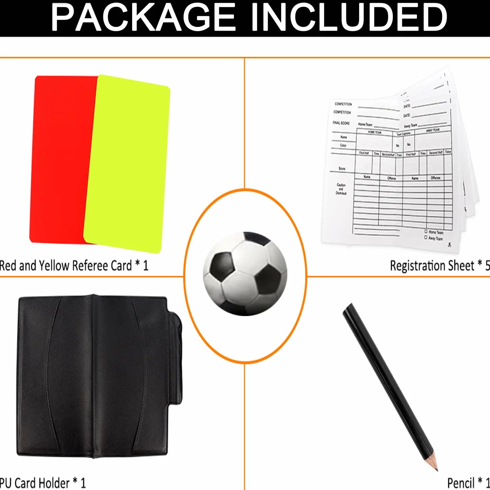 Kit de Árbitro Deportivo con Tarjetas Roja y Amarilla, Accesorios para Fútbol, Papel, Lápiz y Cartera de Piel