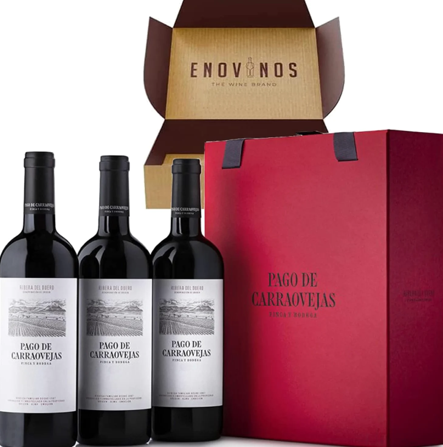 Estuche x3 Botellas de Pago de Carraovejas - Botella Vino Tinto 75 cl - Mejor Selección ENOVINOS - Edición Especial
