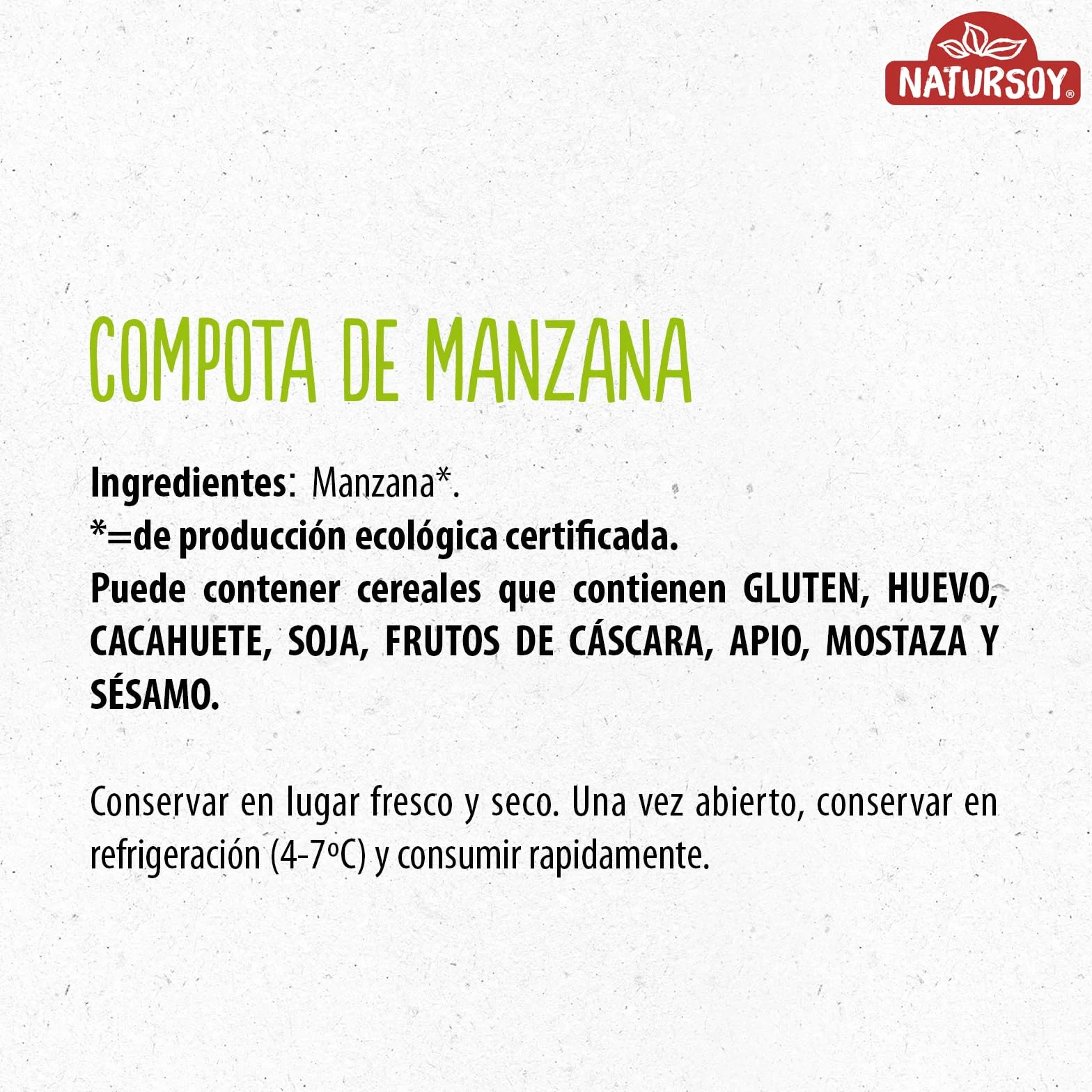 Natursoy Compota de Manzana BIO Ecológico, 720 ml