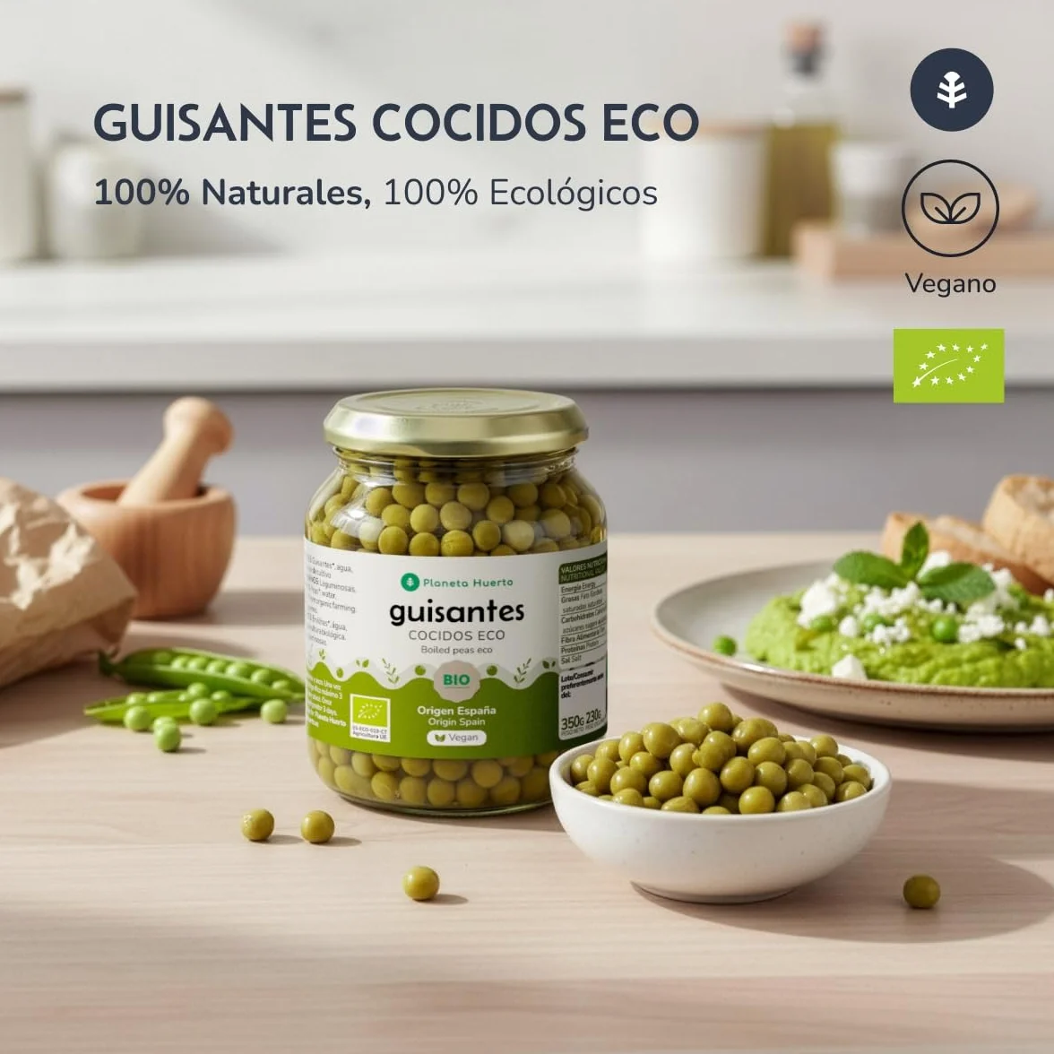 PLANETA HUERTO | Guisantes ECO 320 g - Legumbre Ecológica Rica en Nutrientes y Versátil en la Cocina
