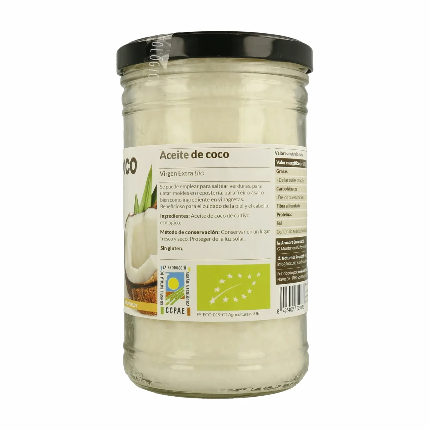 Coco BIO | 1 L | Naturitas Essentials | Aceite de coco Bio virgen | Prensado en frío sin refinar | Aceites y Vinagres